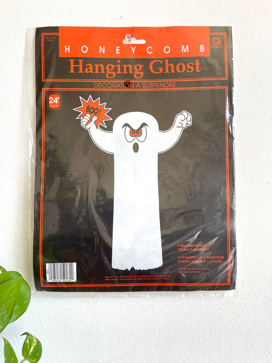 Vintage Deadstock Amscan 24" Honeycomb Hanging Ghost Halloween Decoration