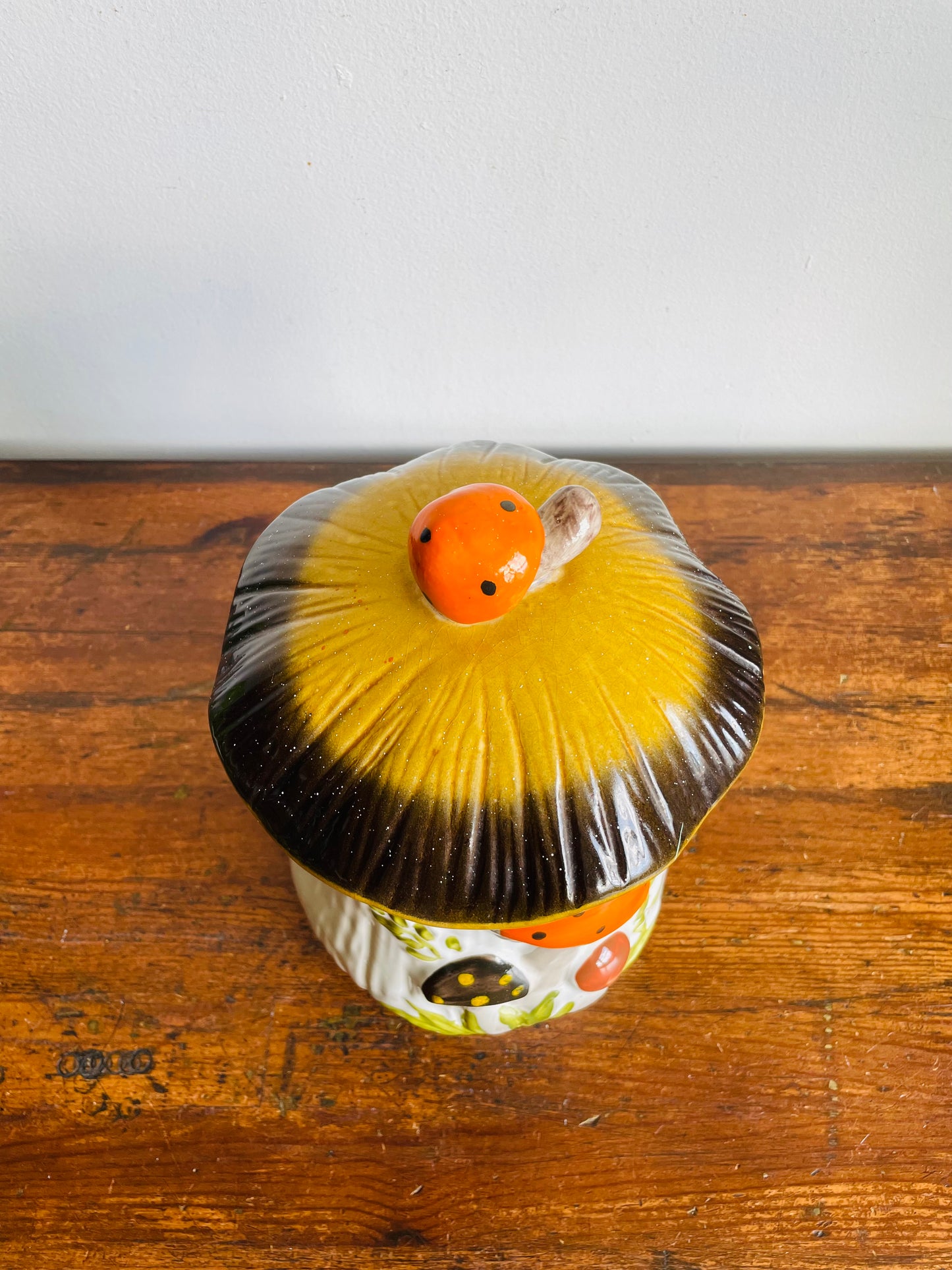 Vintage Large Laurentian Pottery Merry Mushroom Kitchen Canister Jar with Lid #2 - Made in Canada