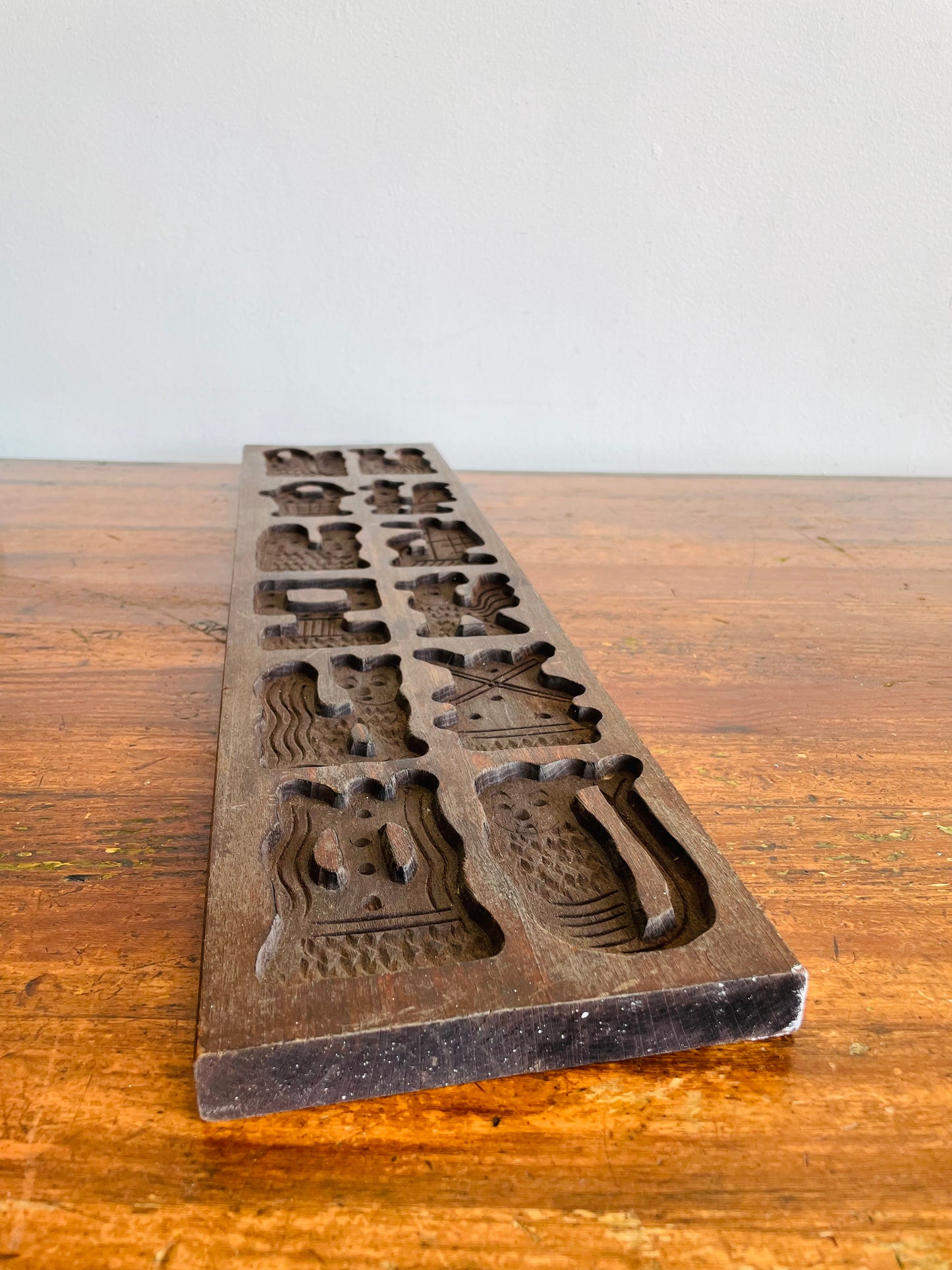 Vintage Large Hand Carved Wooden Dutch Cookie Mold - Speculaas or German Springerle Cookies