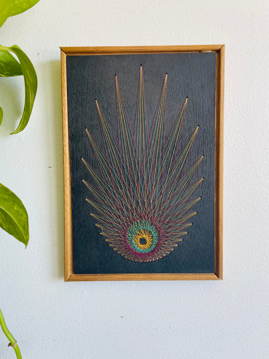 1970s Framed String Art Picture