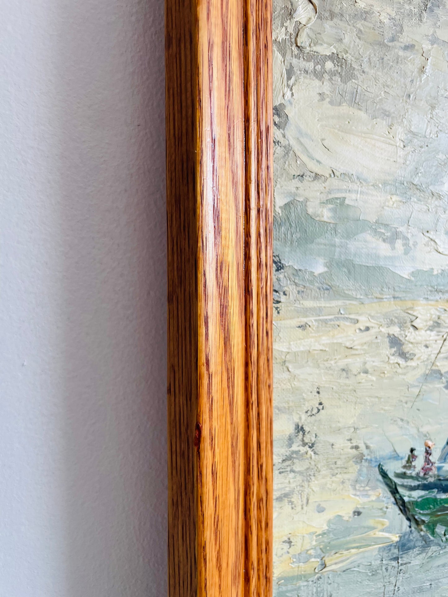 Vintage Original Art Painting - Impressionist Impasto Style - Sailboats & Fishing Ships Docked Along Wharf - "Marine Life" - Artist Signed - Purchased from a Fort Erie Estate - No Shipping