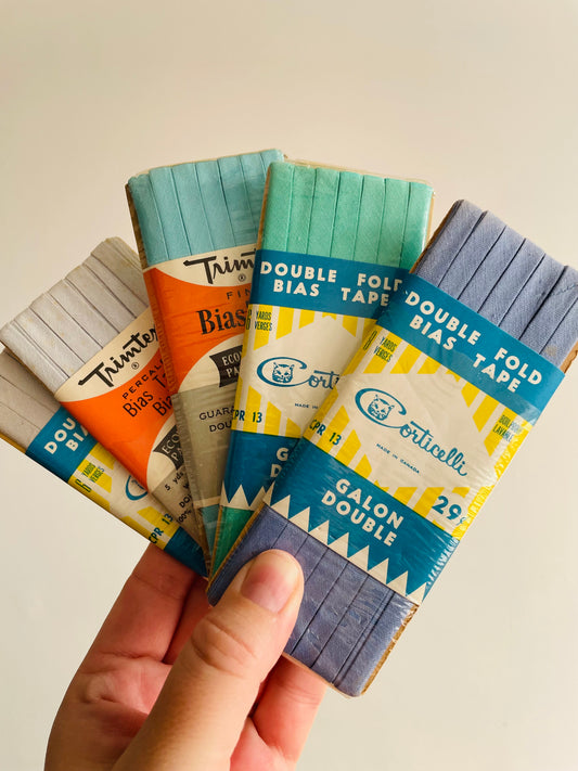 Shades of Blue Trimtex & Corticelli Double Fold Bias Tape - Brand New Vintage in Original Packaging - Set of 5