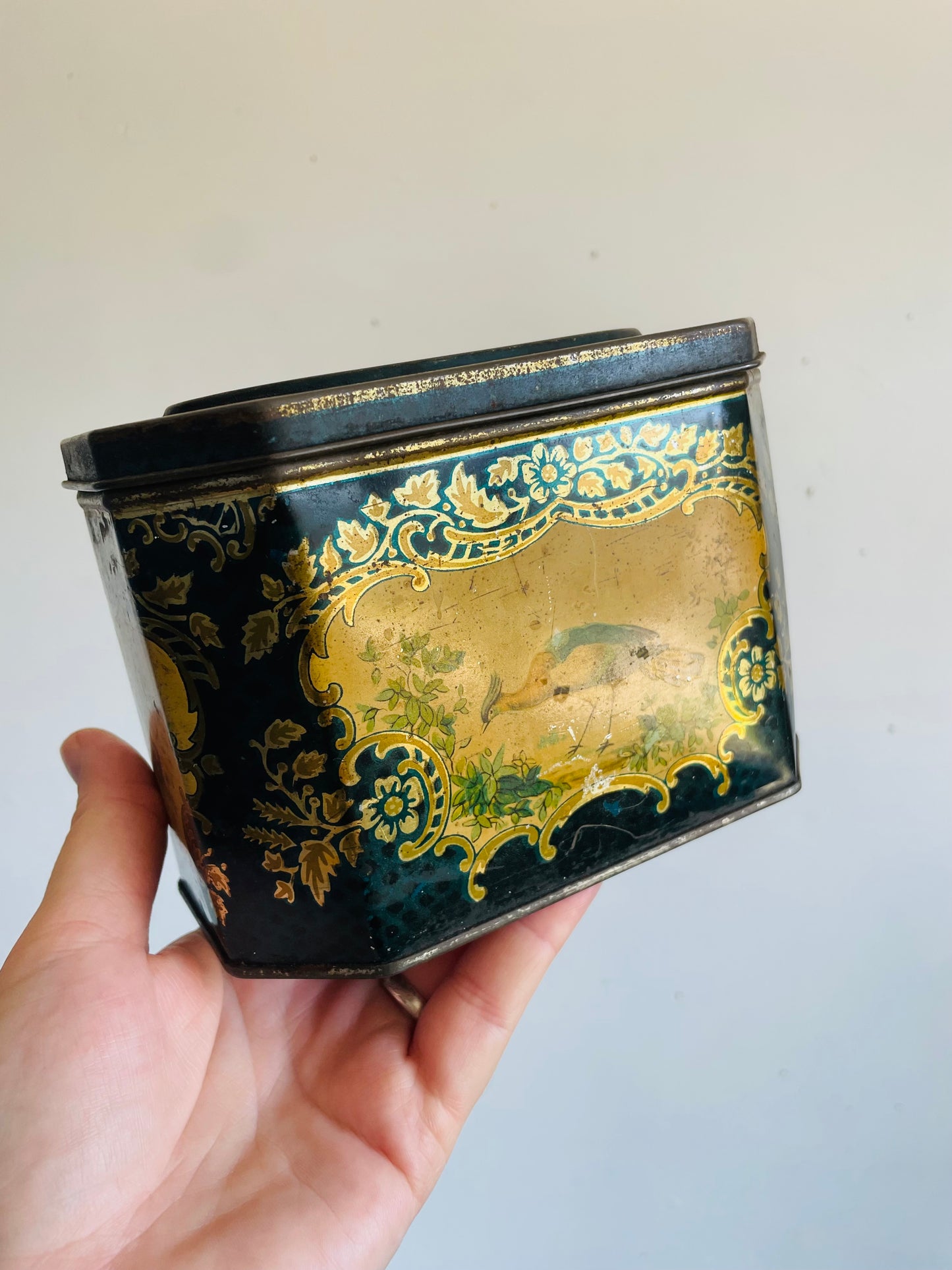 Vintage Huntley & Palmers Biscuits Tin with Bird & Floral Design - Reading & London England