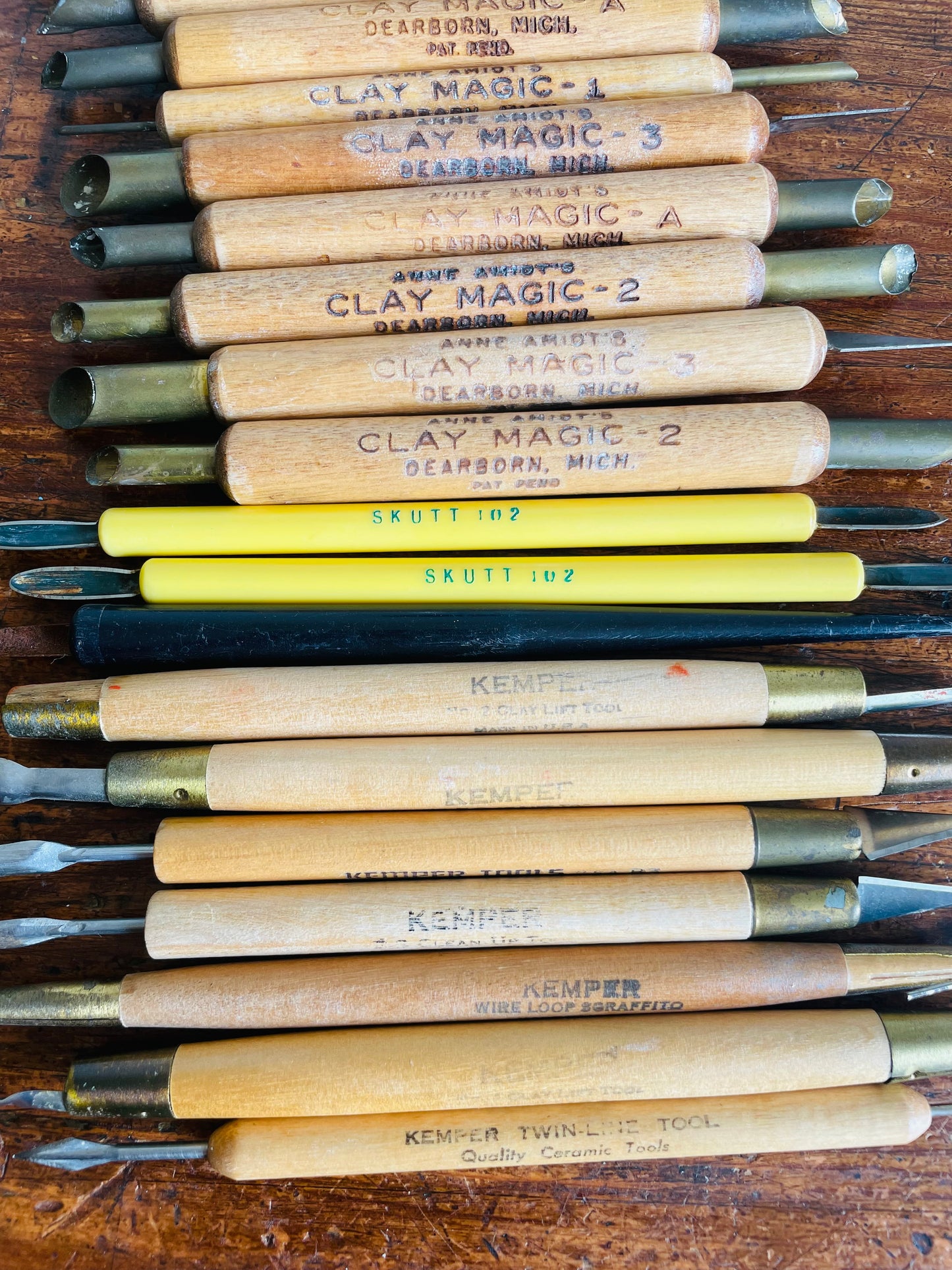 Vintage Collection of Clay Pottery Tools - Anne Amiot's Clay Magic, KemperTools, Etc. - Ceramics, Sculpting - Set of 22 Pieces