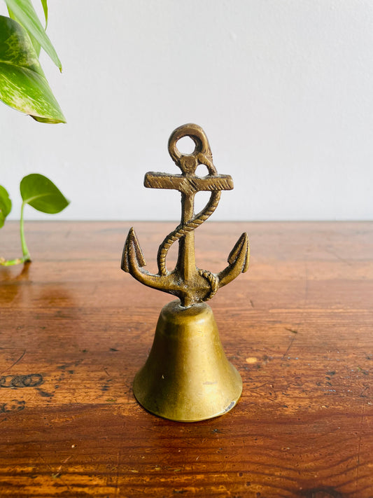 Solid Brass Nautical Bell with Ship Anchor Handle