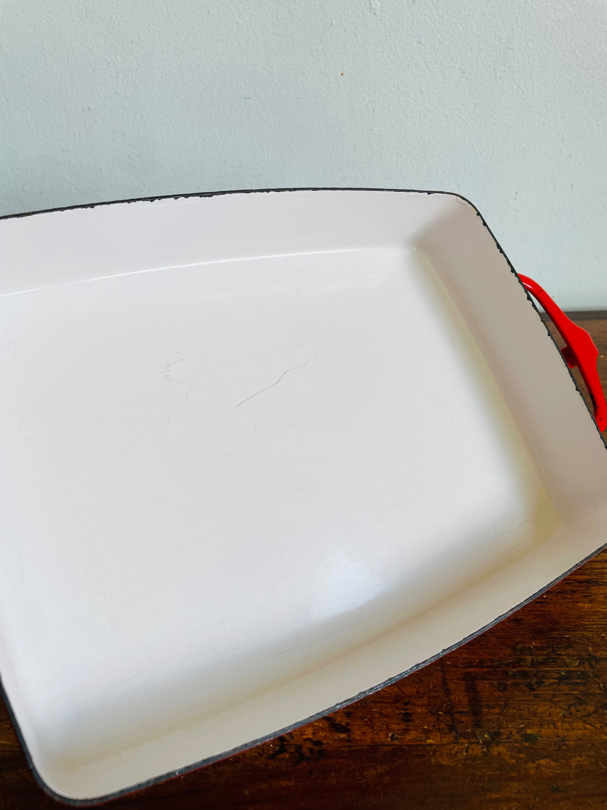 Vintage 1960s Dansk France IHQ Kobenstyle Red Enamelware Casserole / Lasagne Baking Dish - Designed by Jens H. Quistgaard