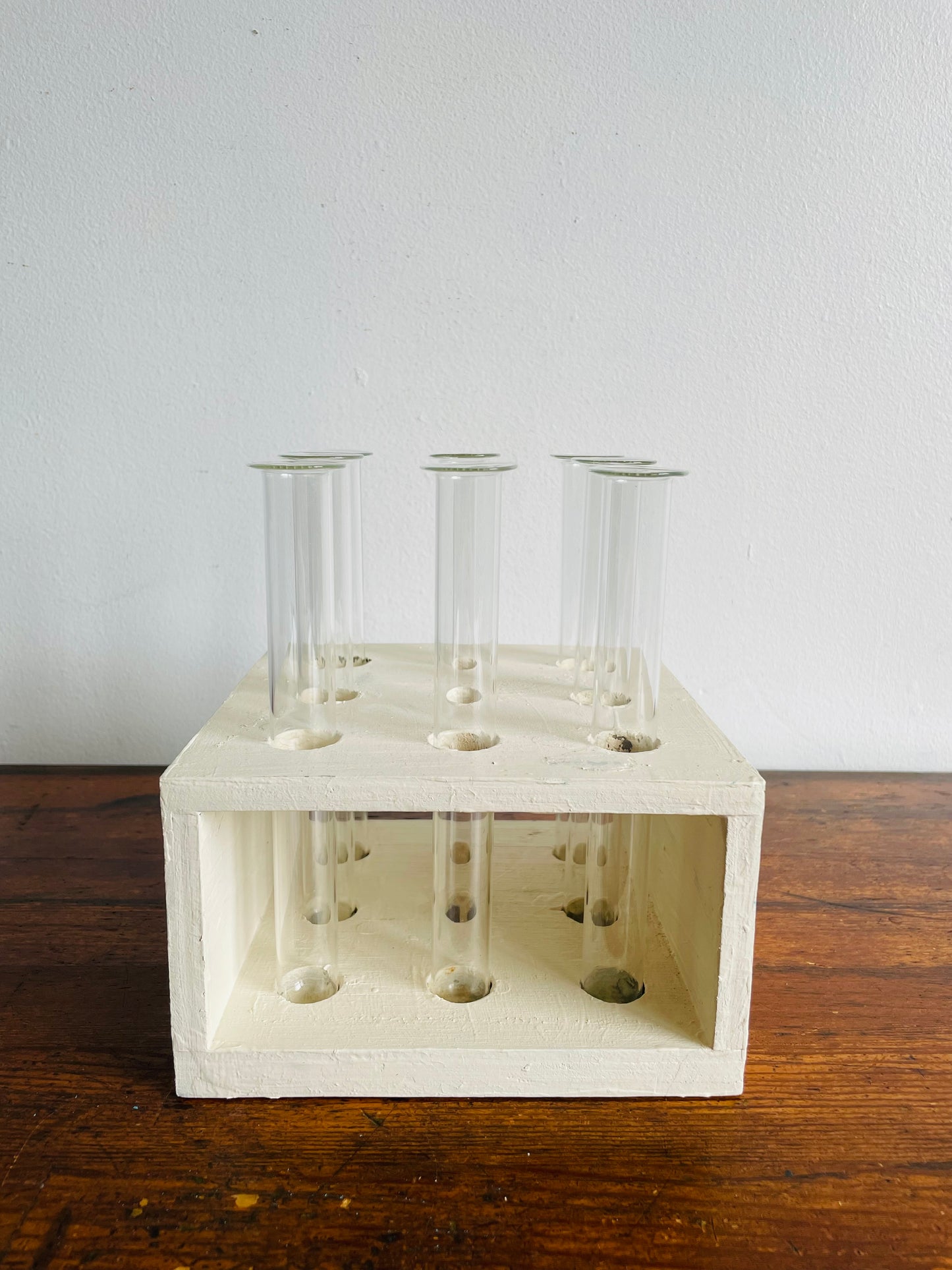 Handmade Wood Propagation Station with 8 Glass Test Tube Inserts