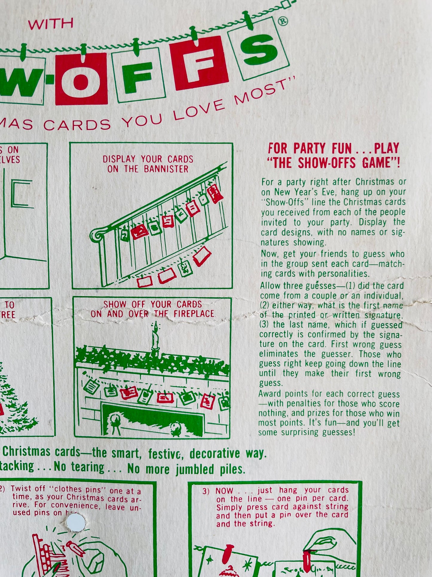 Brand New Vintage 1964 Show Off Your Christmas Cards with Show-Offs - Jumbo Value Pack Enough for 50 Cards - The Famous One-Piece Pin That Won't Spring Apart