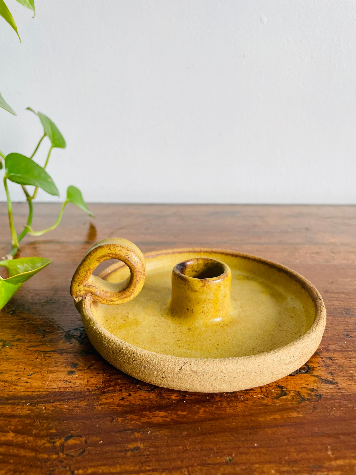 Vintage Studio Art Pottery Chamberstick Candle Holder