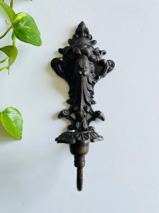 Vintage Ornate Cast Metal with Bronze Finish Wall Sconce Candle Holder