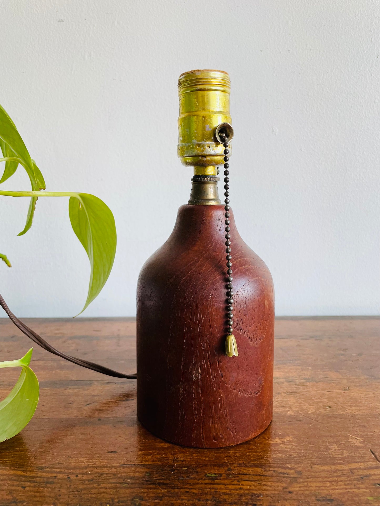 Small Mid-Century Modern Teak Wood Table Lamp