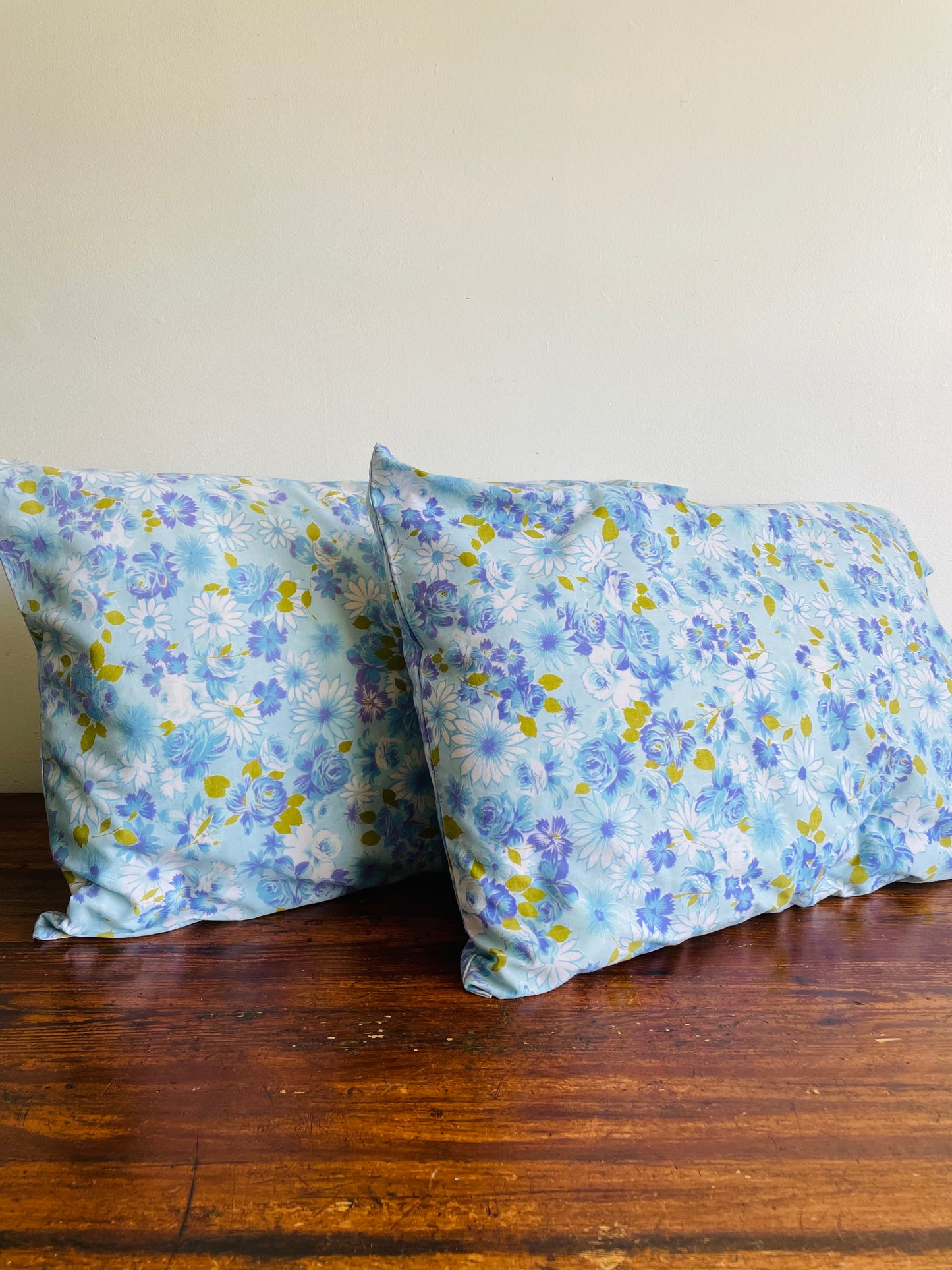 Blue & Purple Flower Pillowcases - Set of 2