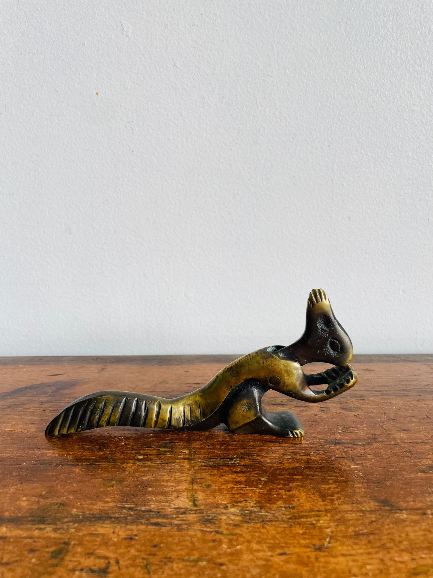 Vintage Solid Brass Squirrel Nutcracker