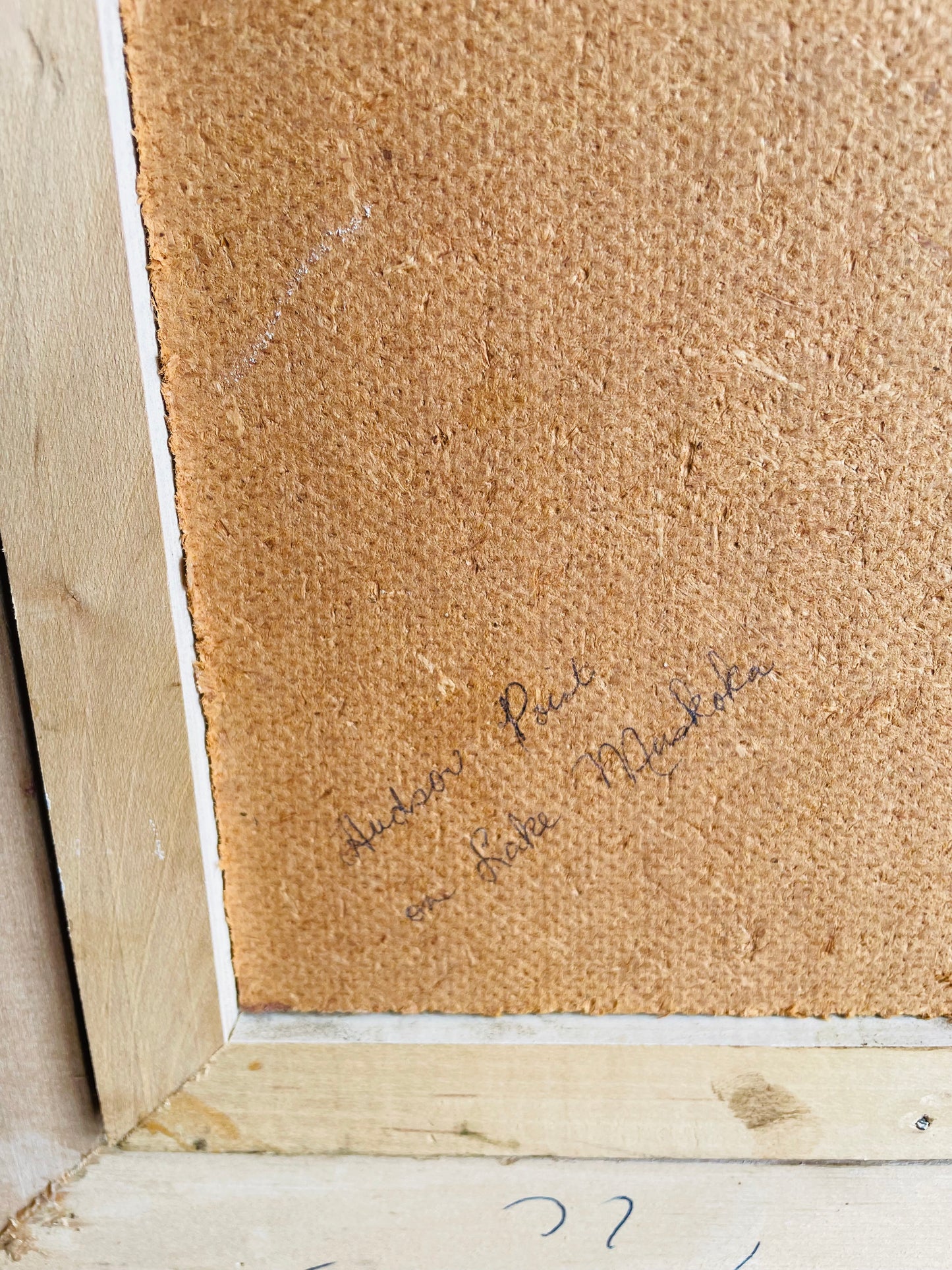 Vintage Original Art Painting Picture in Gold & White Wood Frame - Hudson Point on Lake Muskoka - Artist Signed