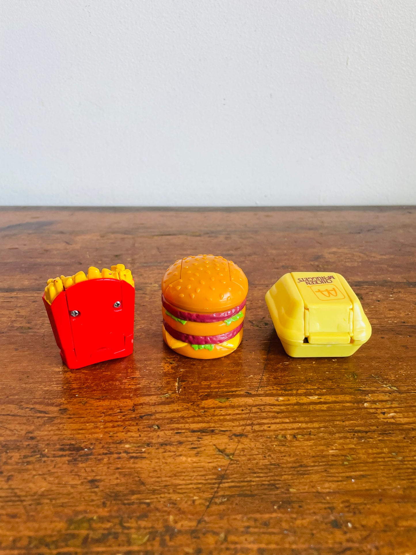 Vintage 1987 McDonald's Happy Meal Toy Bundle #1 - Changeables Transformers - Chicken McNuggets, French Fries & Big Mac - Set of 3