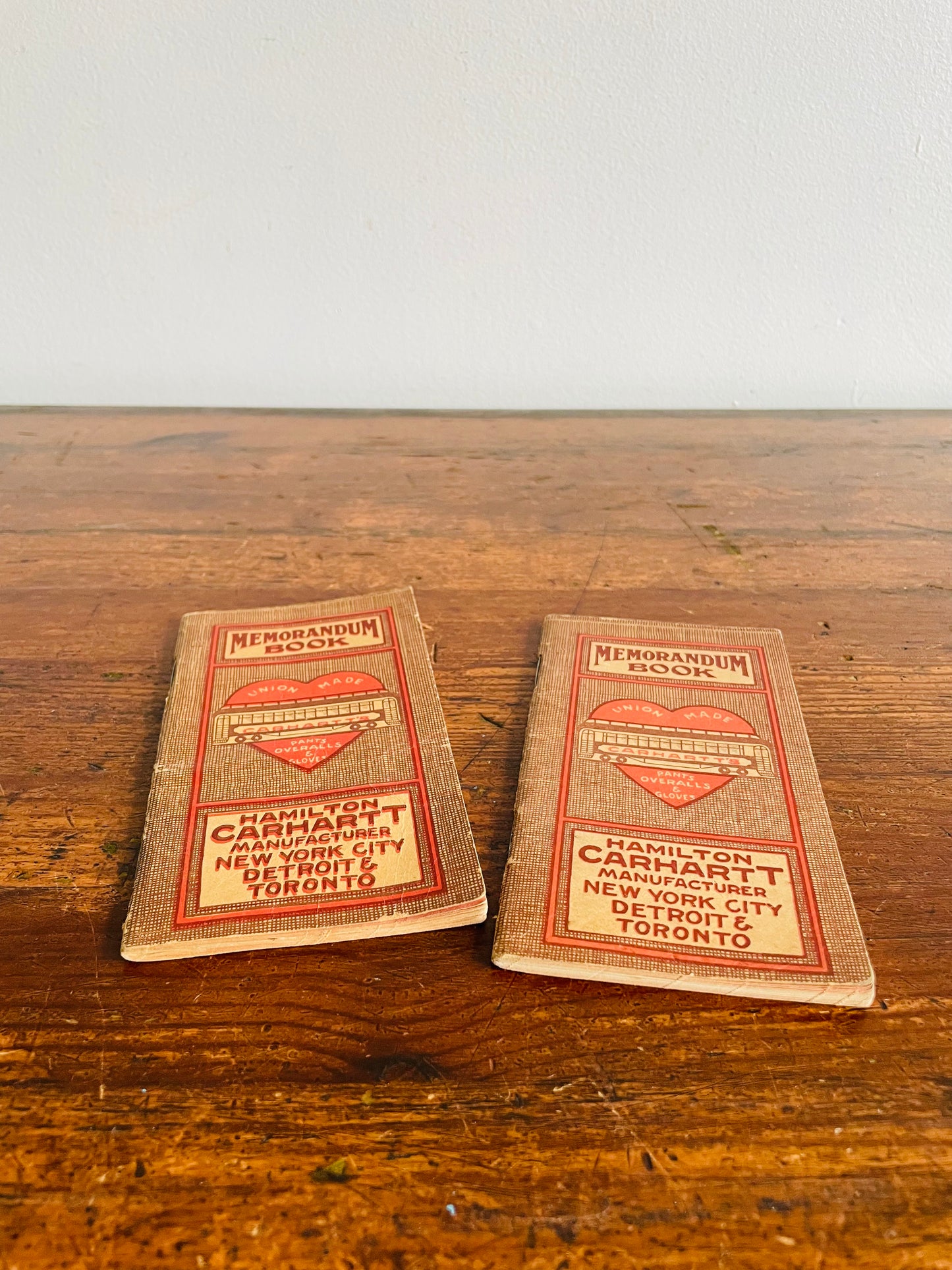 1913 Hamilton Carhartt Manufacturer Memorandum Notepad Bundle - Set of 2 Books - One Has Some Writing / One Is Blank