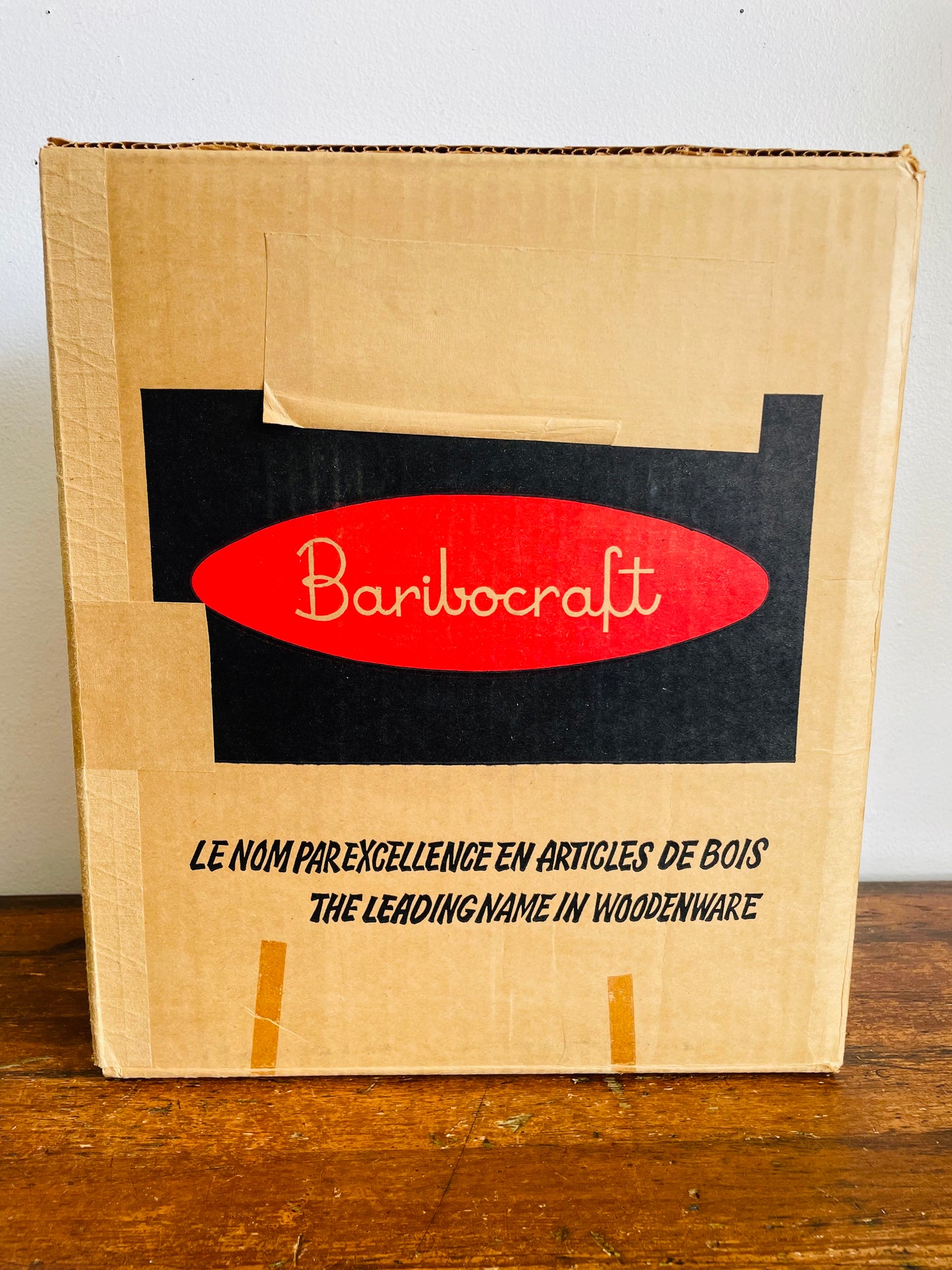 Vintage Brand New in Box Baribocraft / Lesko Baribo Maid Wooden Salad Serving Bowl Set with Utensils - Made in Quebec, Canada - Set of 7 Pieces