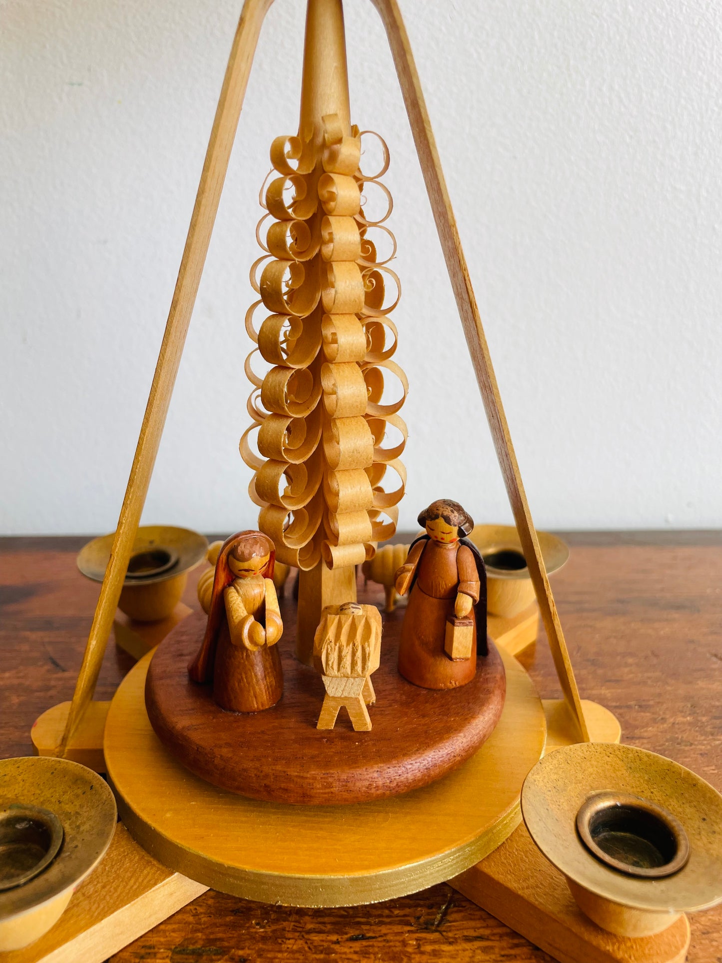 Wooden Christmas Pyramid Nativity Candle Carousel - Made in East Germany