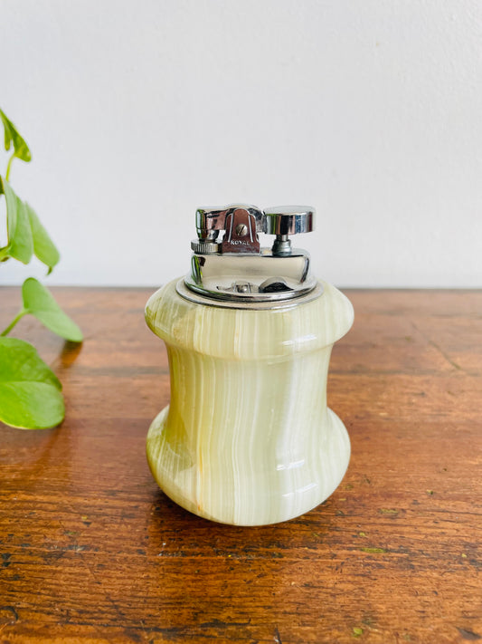 Vintage Royal Heavy & Solid Onyx of Pakistan Marble Stone Table Lighter - Made in Italy