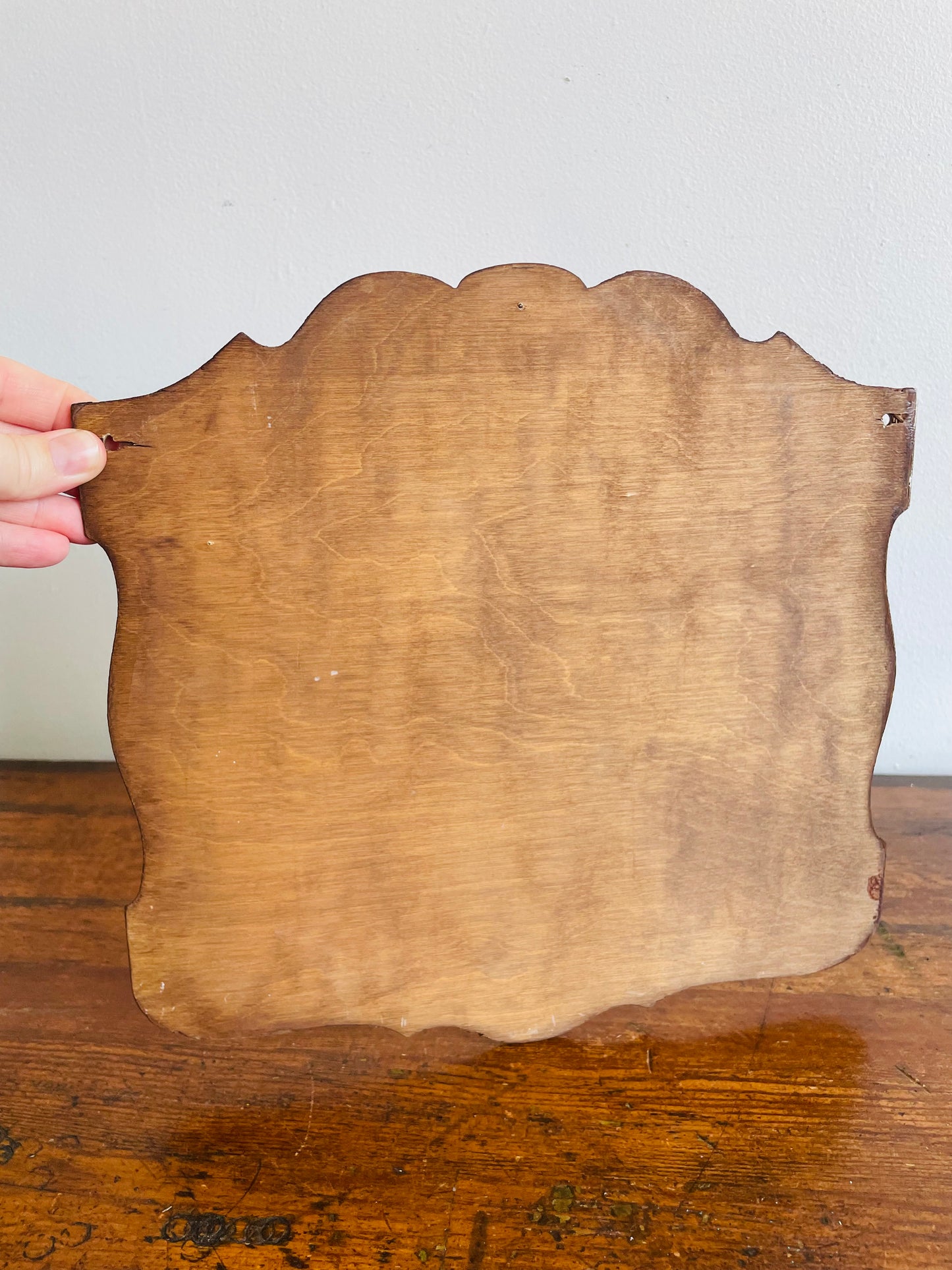 Carved Wood Kitchen Wall Hanging with Hooks for Measuring Cups & Spoons - Includes Cup and Ounce Conversions