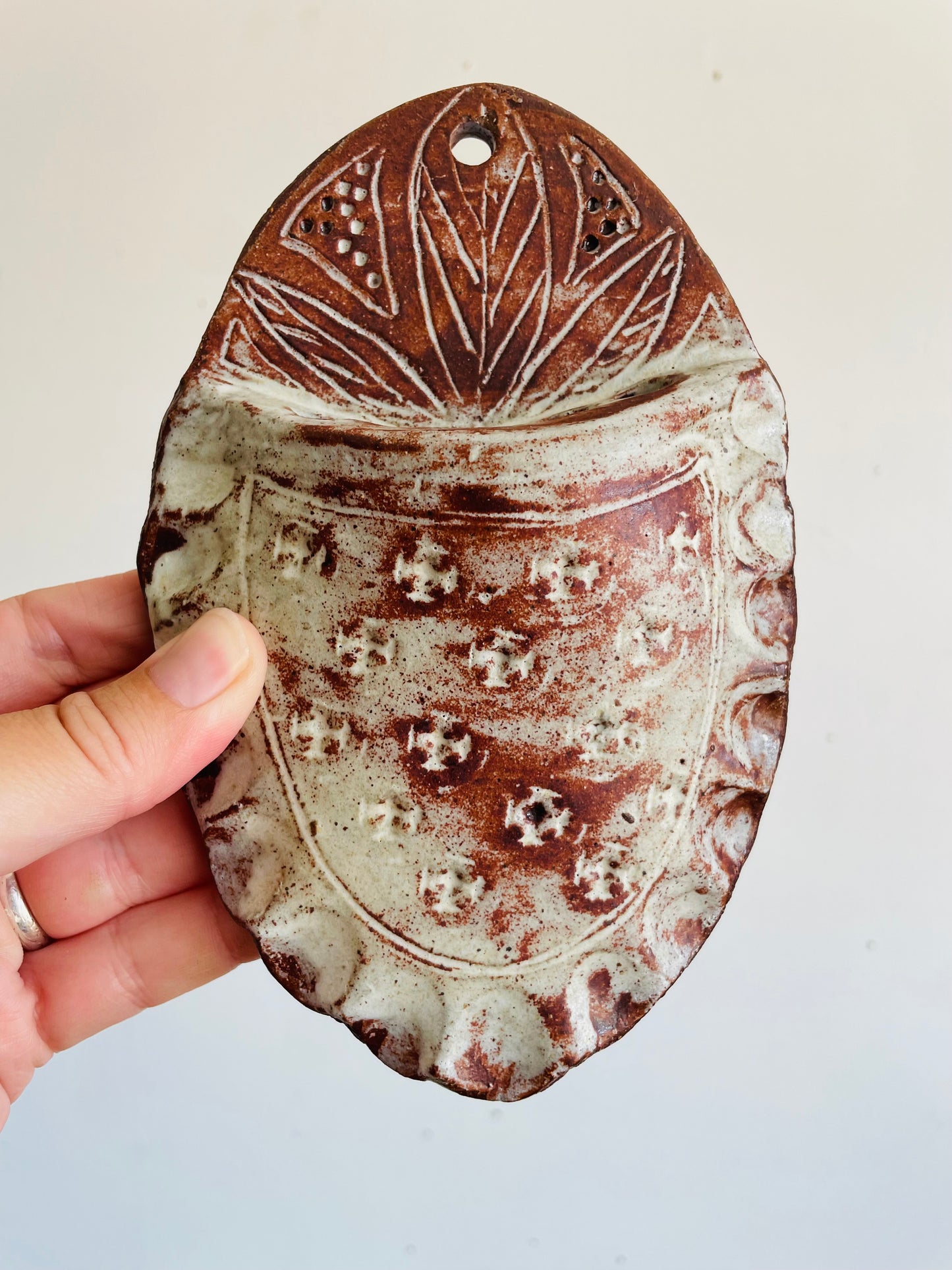 Vintage Studio Art Pottery Hanging Wall Pocket Vase