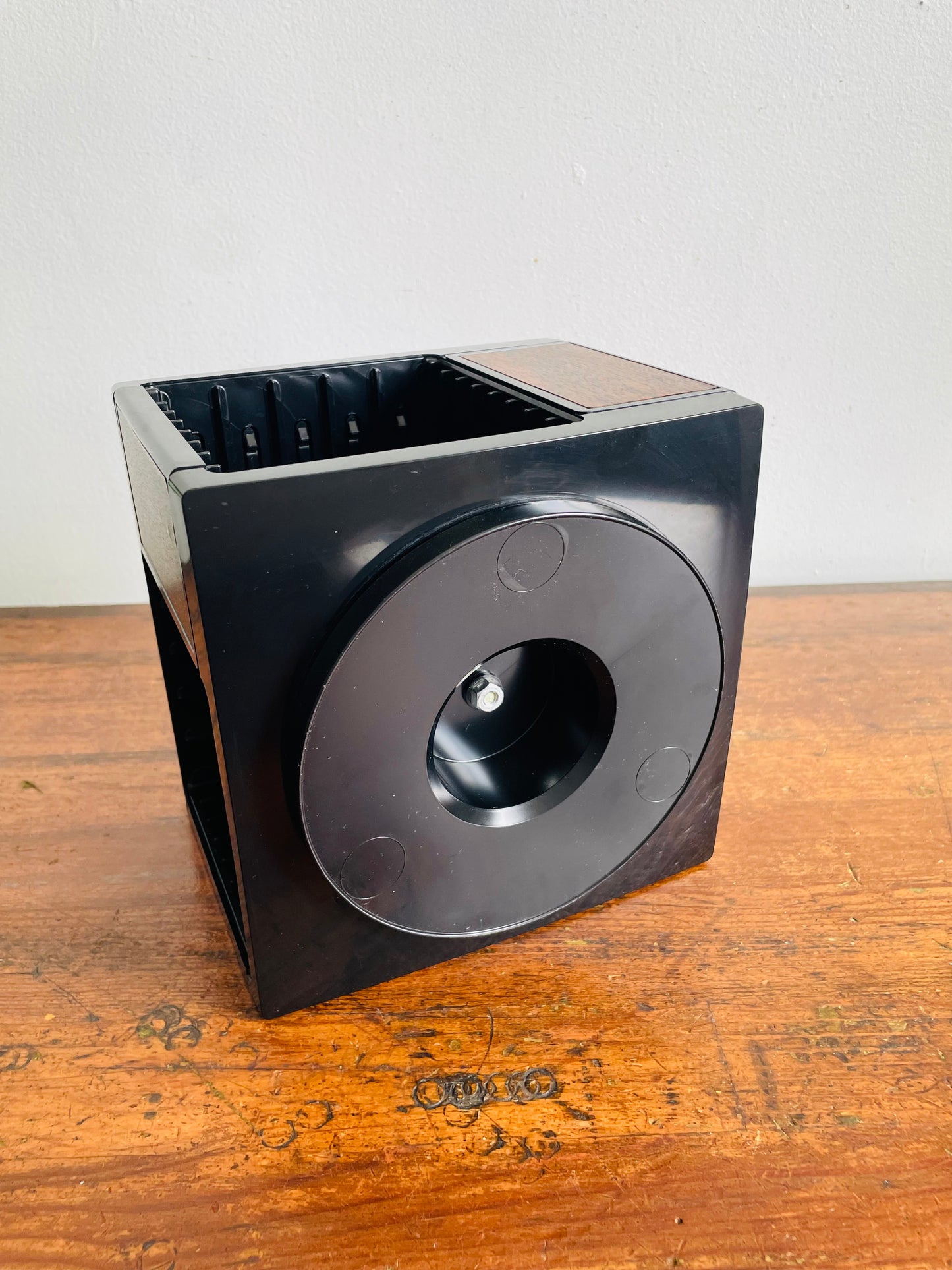 Vintage Dynasound Stow-a-Way Rotating Cassette Tape Storage Module Carousel - Holds Up to 20 Tapes - Spins Lazy Susan Style