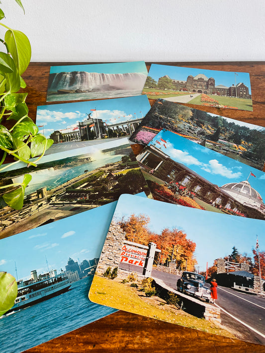 Instant Collection of 8 Ontario Tourism Giant Postcards - Niagara Falls, Toronto, Algonquin Provincial Park, Canadian National Exhibition, Provincial Parliament Buildings, The Rock Garden