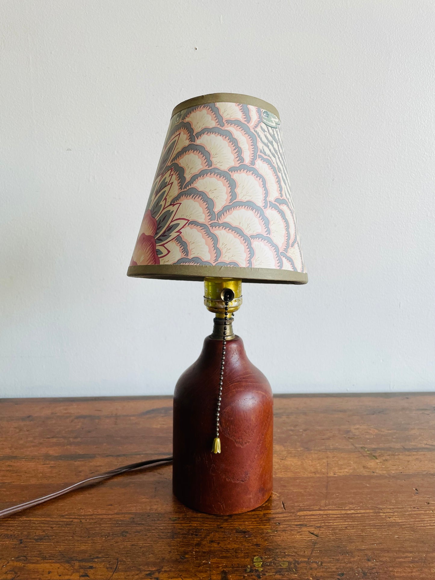 Small Mid-Century Modern Teak Wood Table Lamp