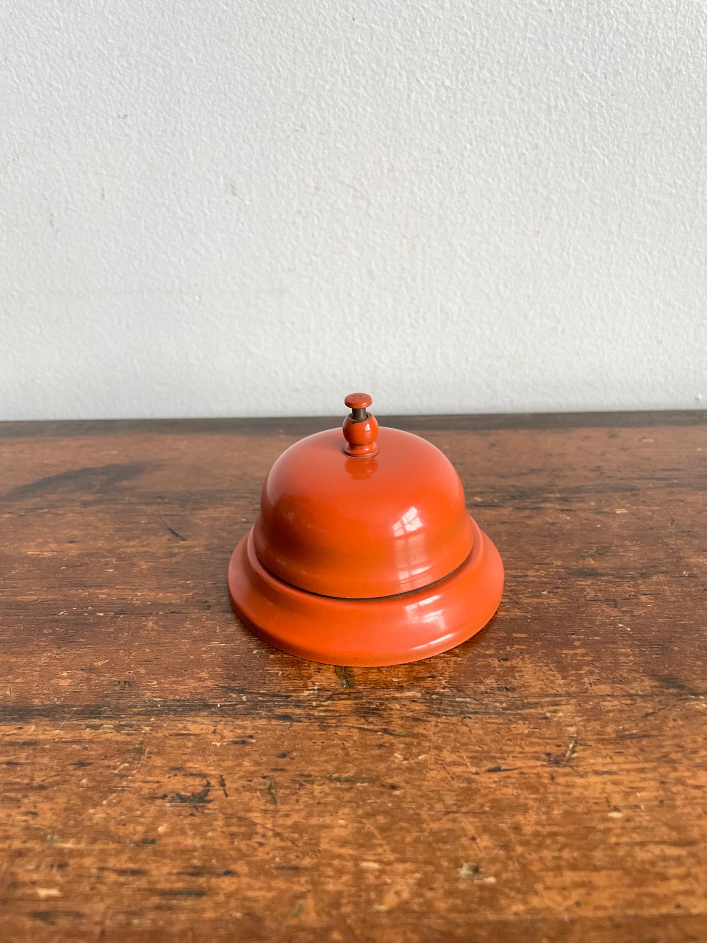 Vintage MCM Orange Metal Ring for Service Counter Bell - Works!