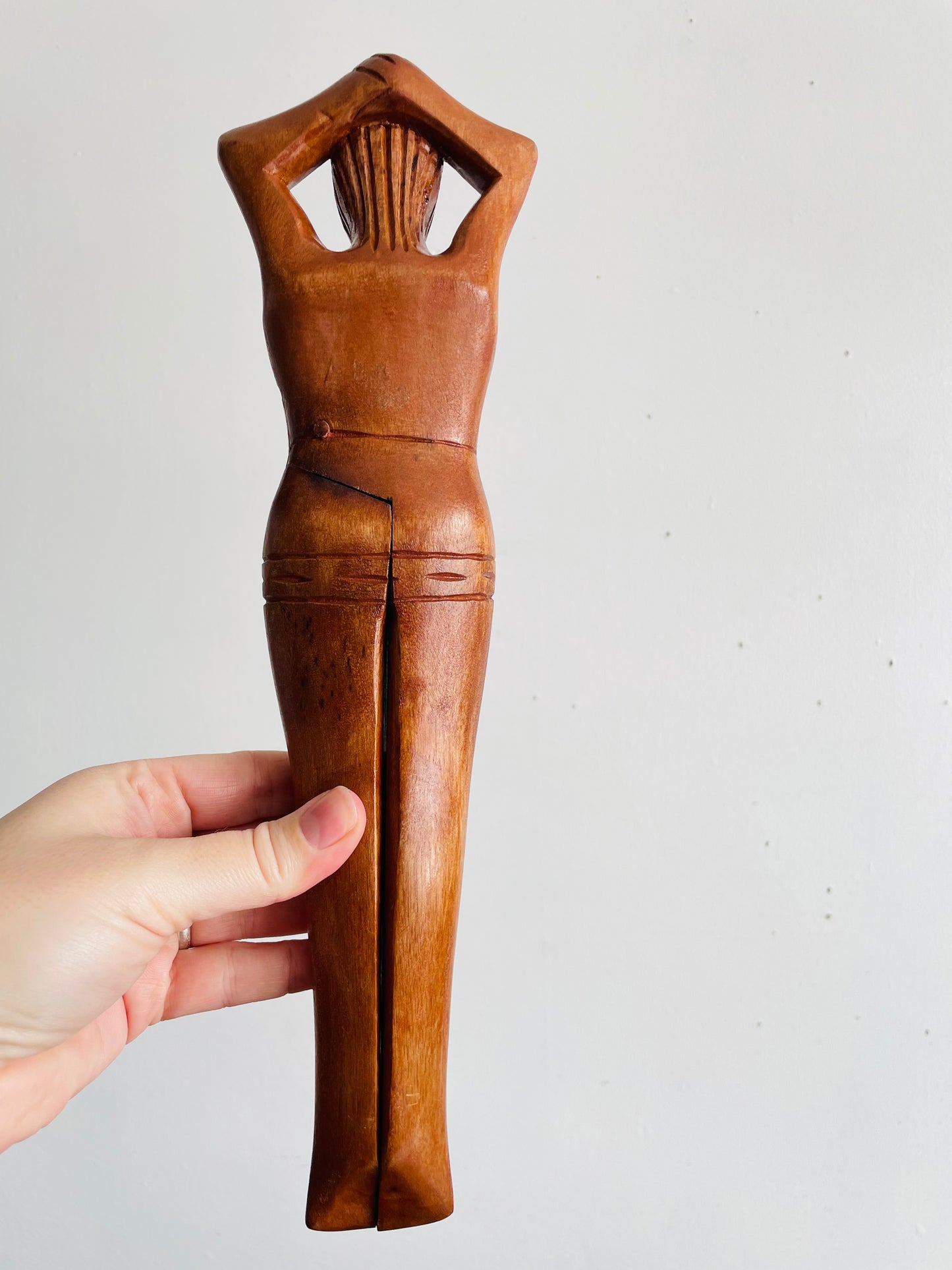 Vintage Nude Lady Wood Nutcracker #1 - Leg Opens & Closes to Crack Nuts - Saucy Tiki Bar Decor