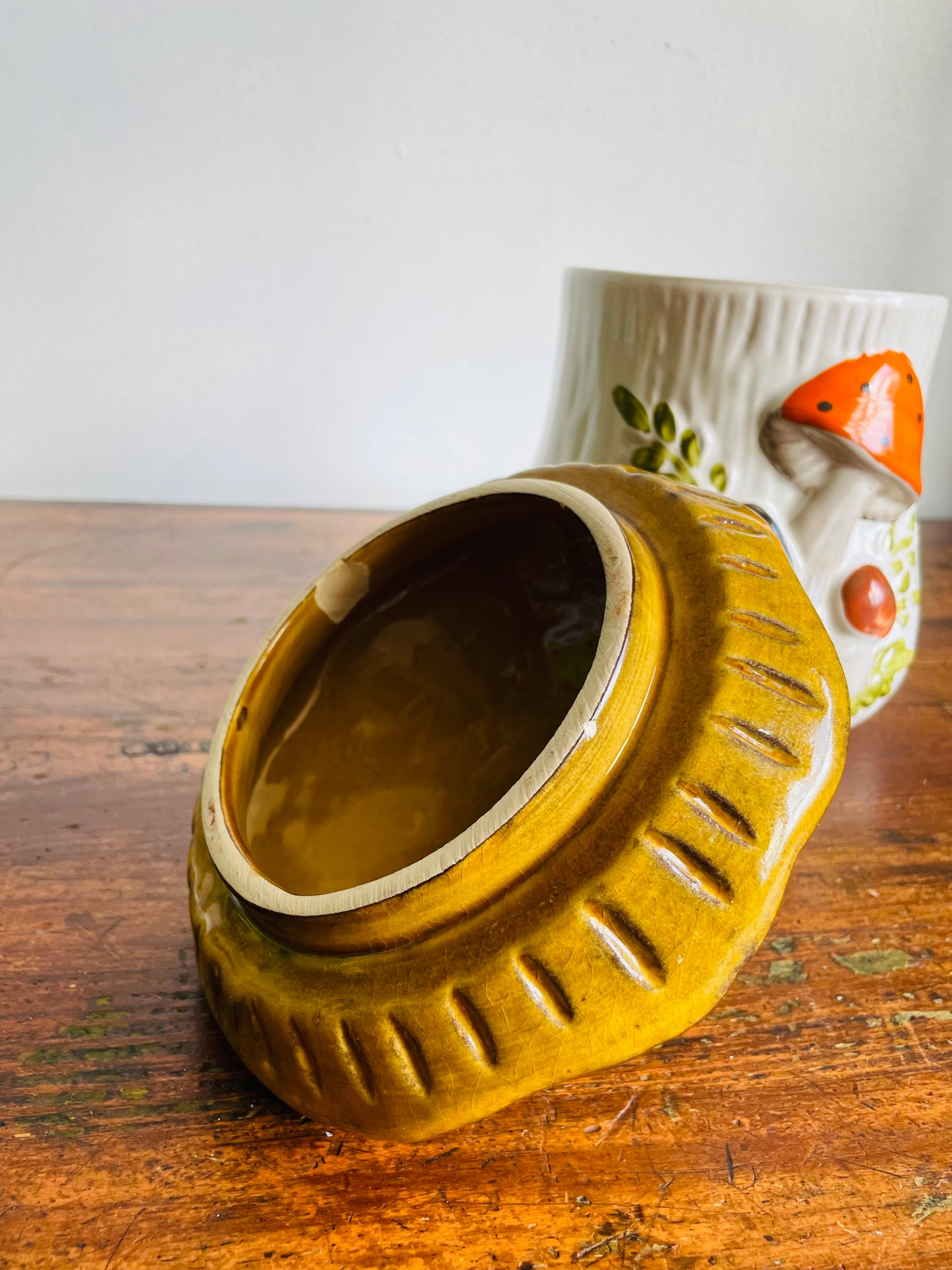 Vintage Large Laurentian Pottery Merry Mushroom Kitchen Canister Jar with Lid #2 - Made in Canada