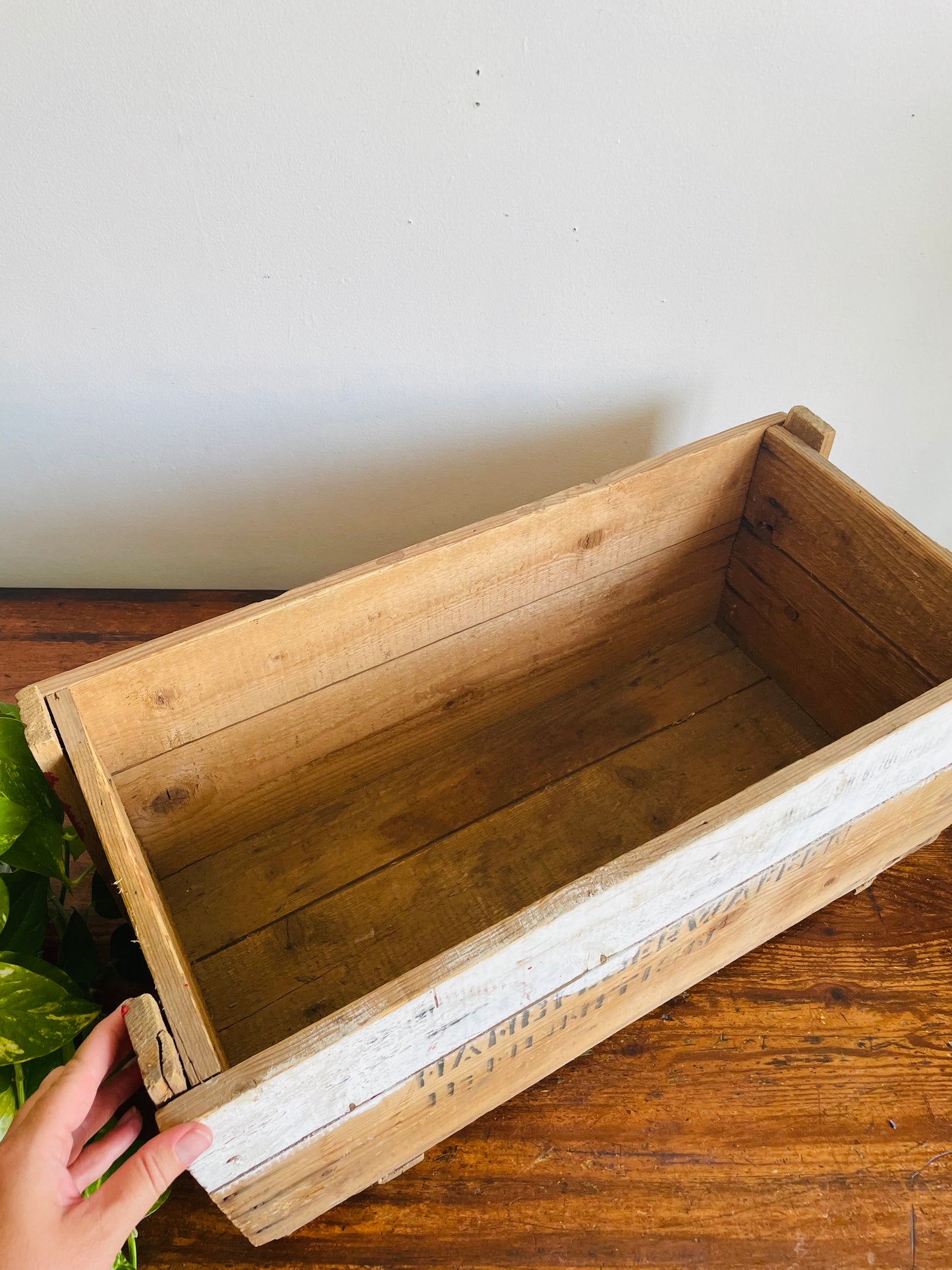 Vintage Large Wood Military Storage Crate with German Stencilled Writing - "Handfeuerwaffen Munition" (Handgun Ammunition)