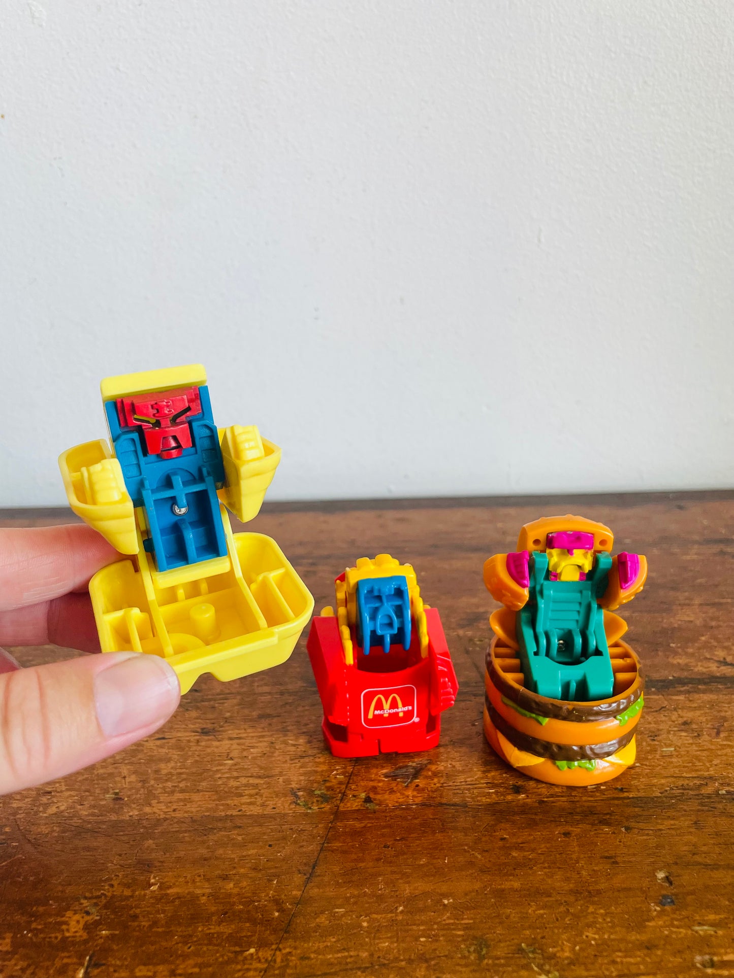 Vintage 1987 McDonald's Happy Meal Toy Bundle #2 - Changeables Transformers - Chicken McNuggets, French Fries & Big Mac - Set of 3