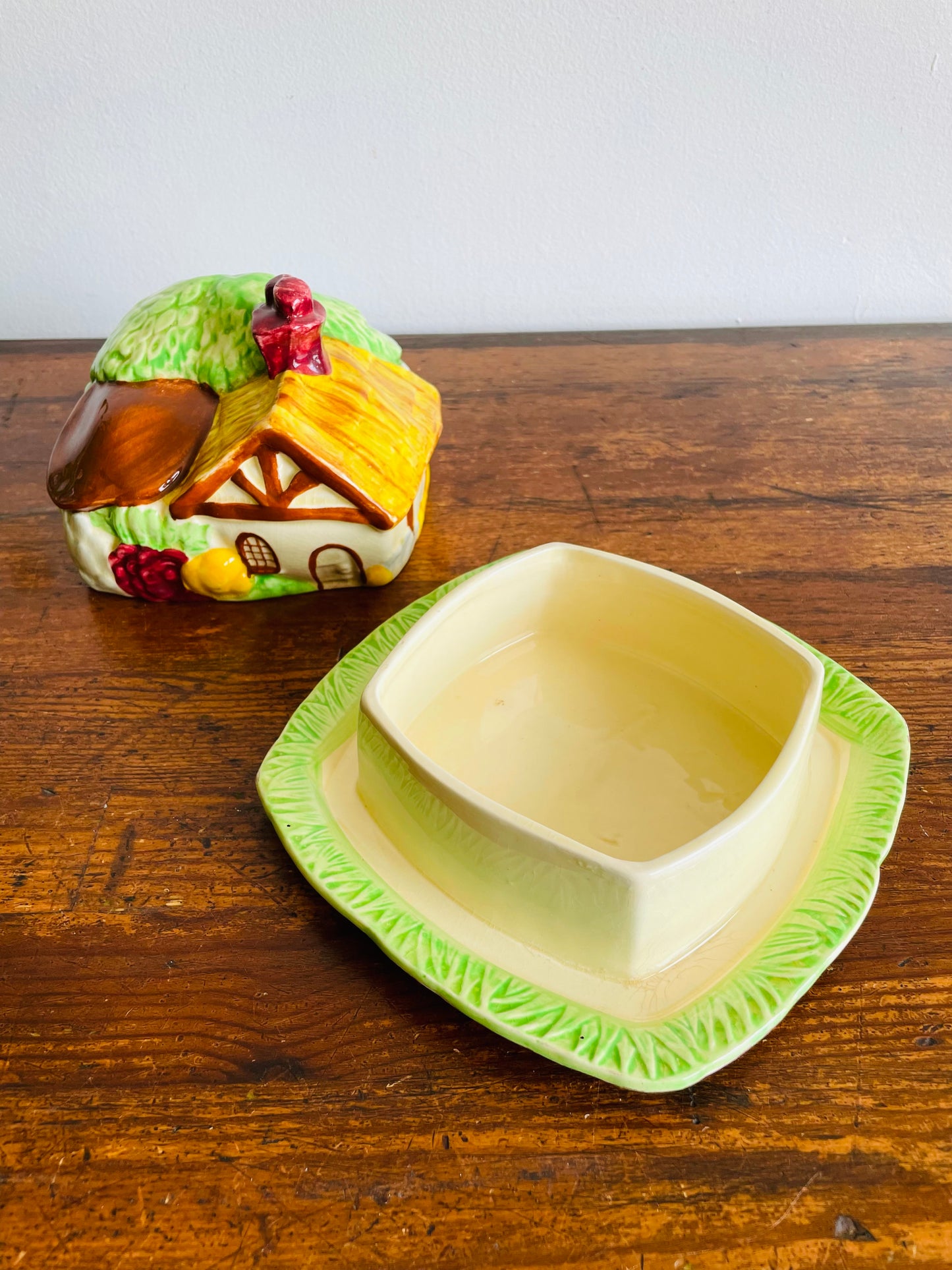 1930s Wade Heath Cottage Covered Butter Dish - Made in England