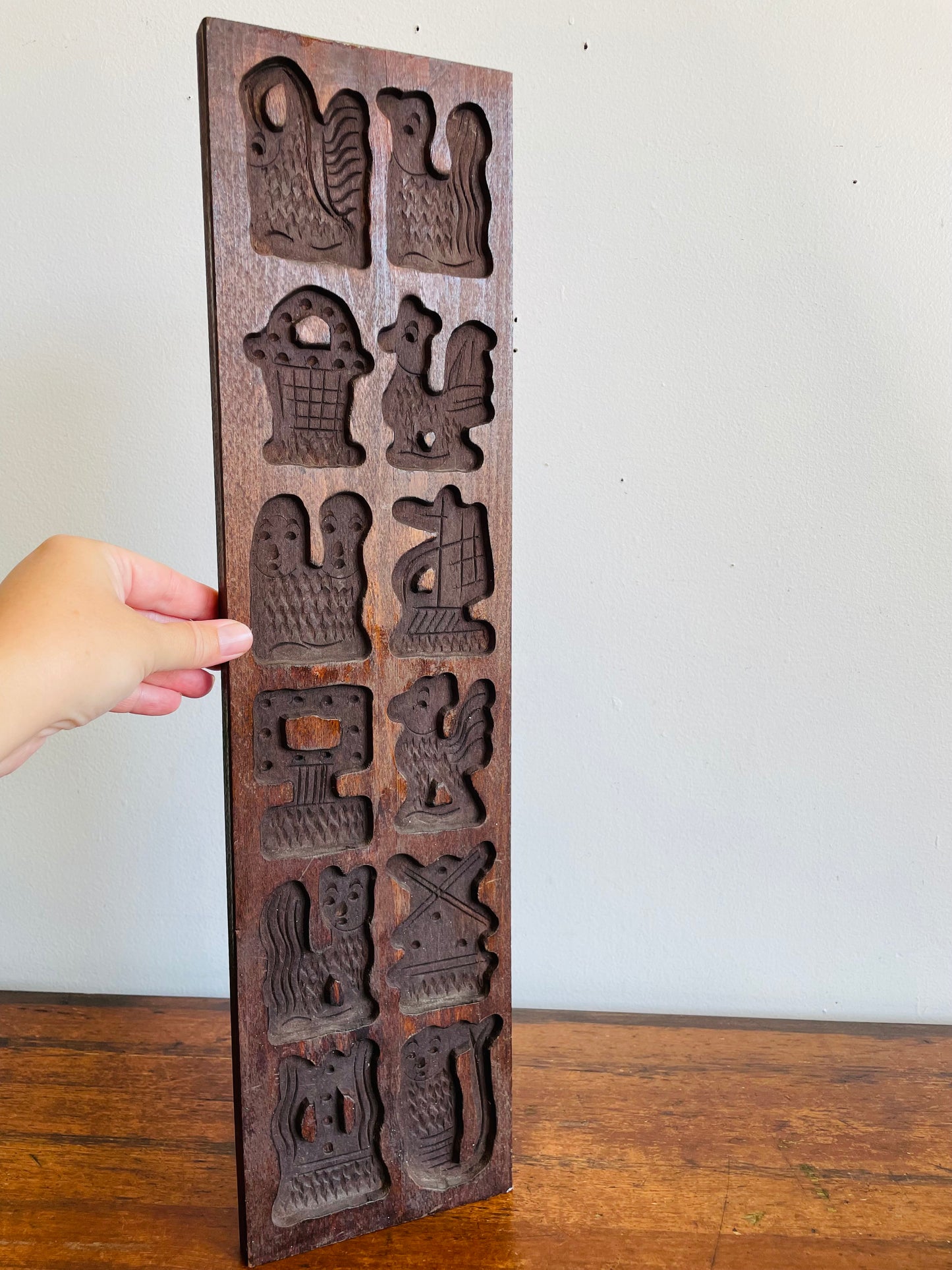 Vintage Large Hand Carved Wooden Dutch Cookie Mold - Speculaas or German Springerle Cookies
