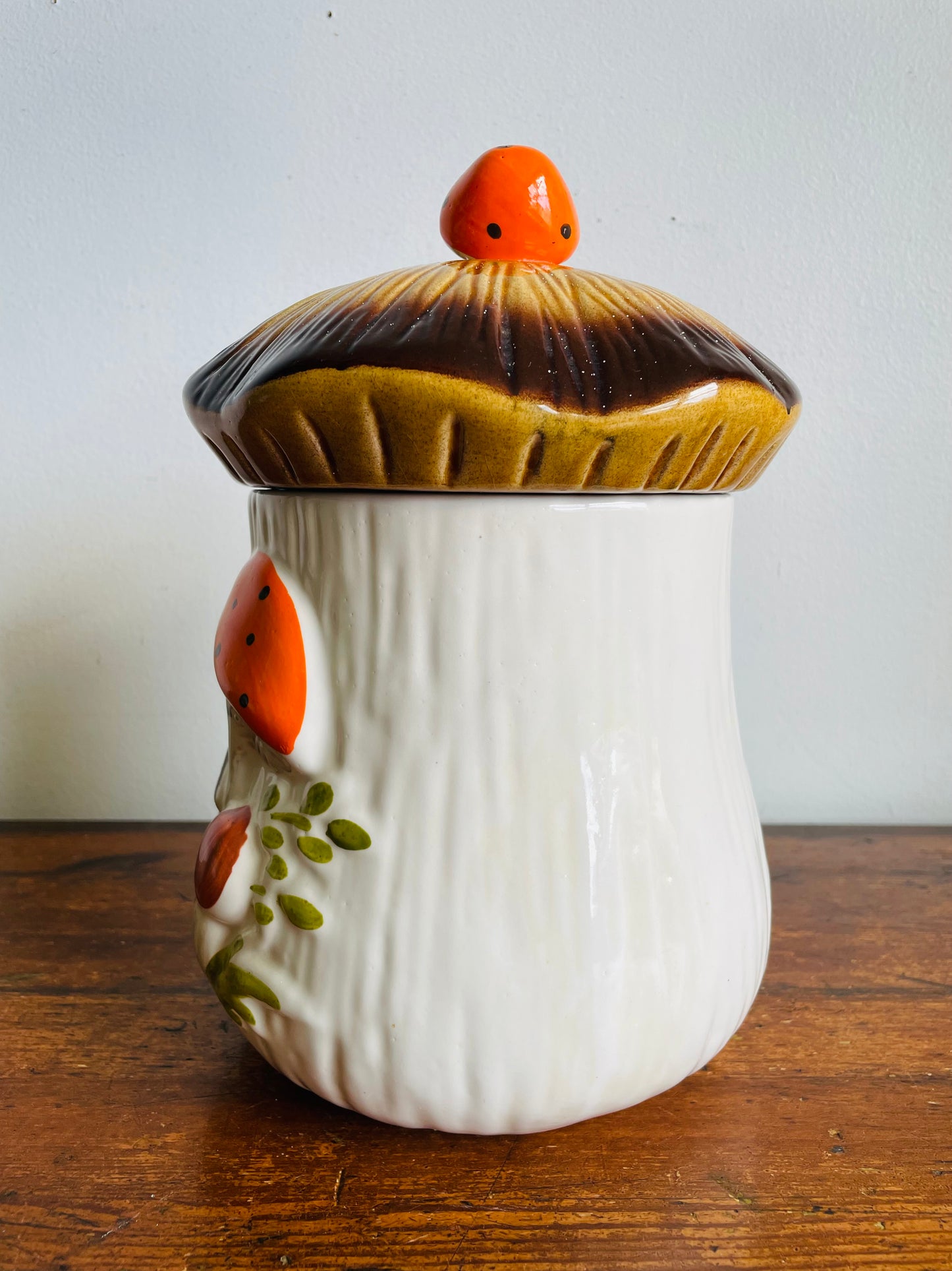 Vintage Large Laurentian Pottery Merry Mushroom Kitchen Canister Jar with Lid #1 - Made in Canada