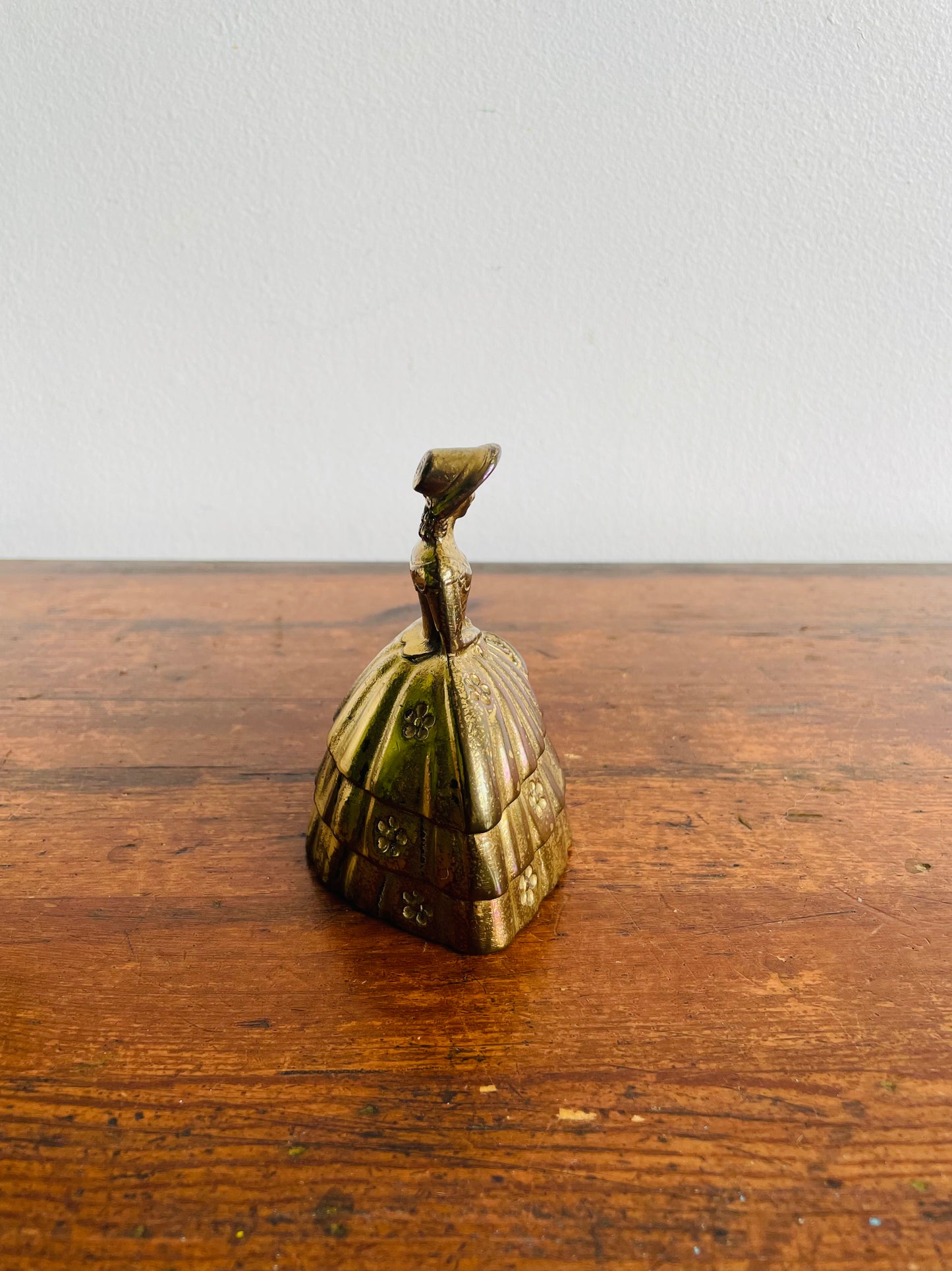 Solid Brass Bell with Victorian Lady in Floral Dress # 2 - Made in England