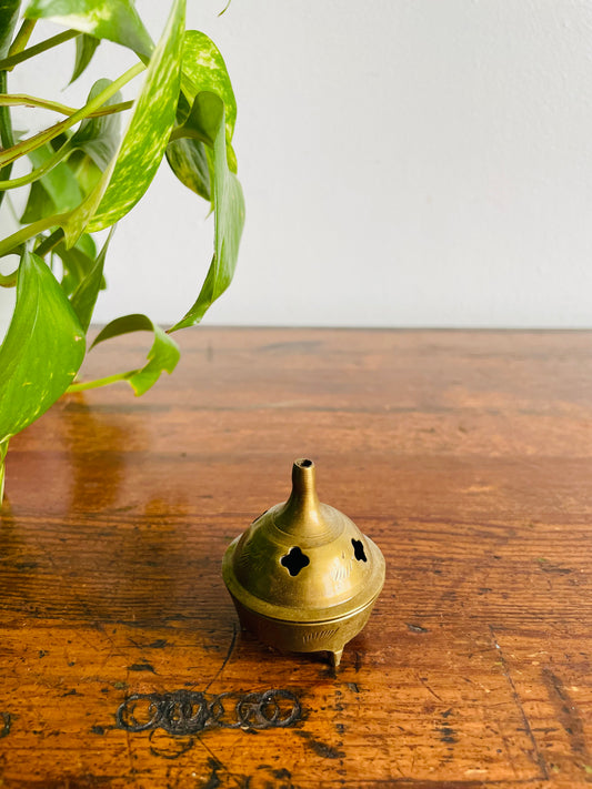 Solid Brass Mini Incense Burner with Three Feet