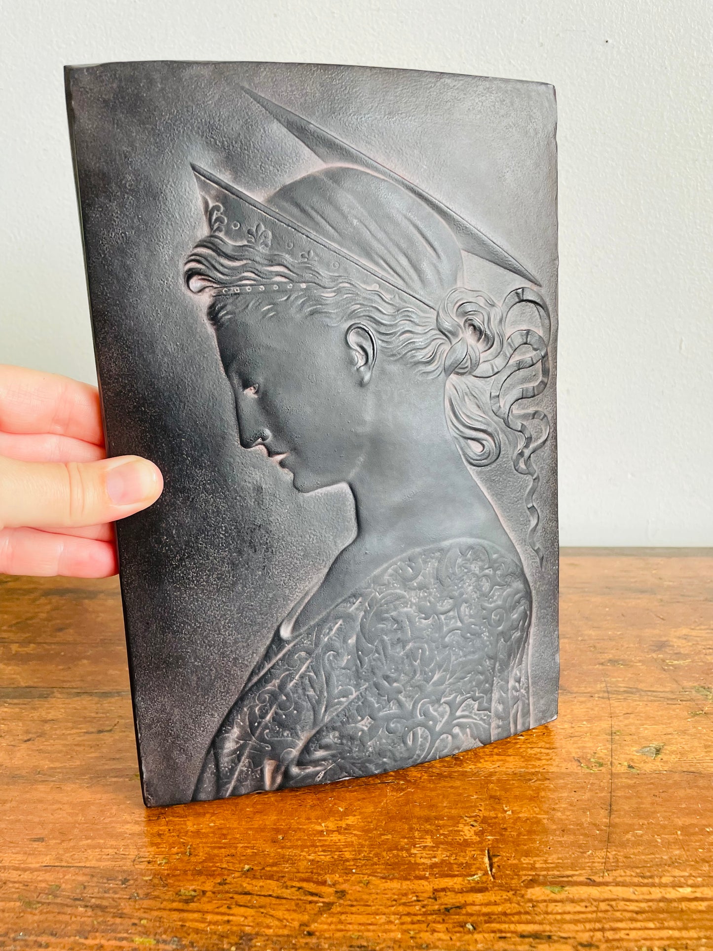 Vintage 1989 Facsimilies Ltd. Saint Cecilia Wall Hanging Plaque Picture - Patron Saint of Music & Musicians - Reproduced from Donatello's Bronze Relief Sculpture
