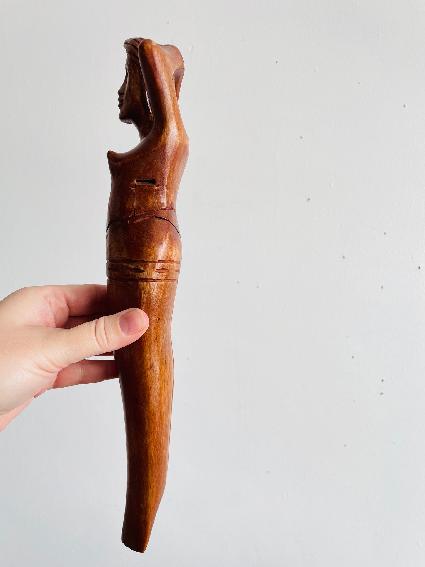 Vintage Nude Lady Wood Nutcracker #2 - Leg Opens & Closes to Crack Nuts - Saucy Tiki Bar Decor