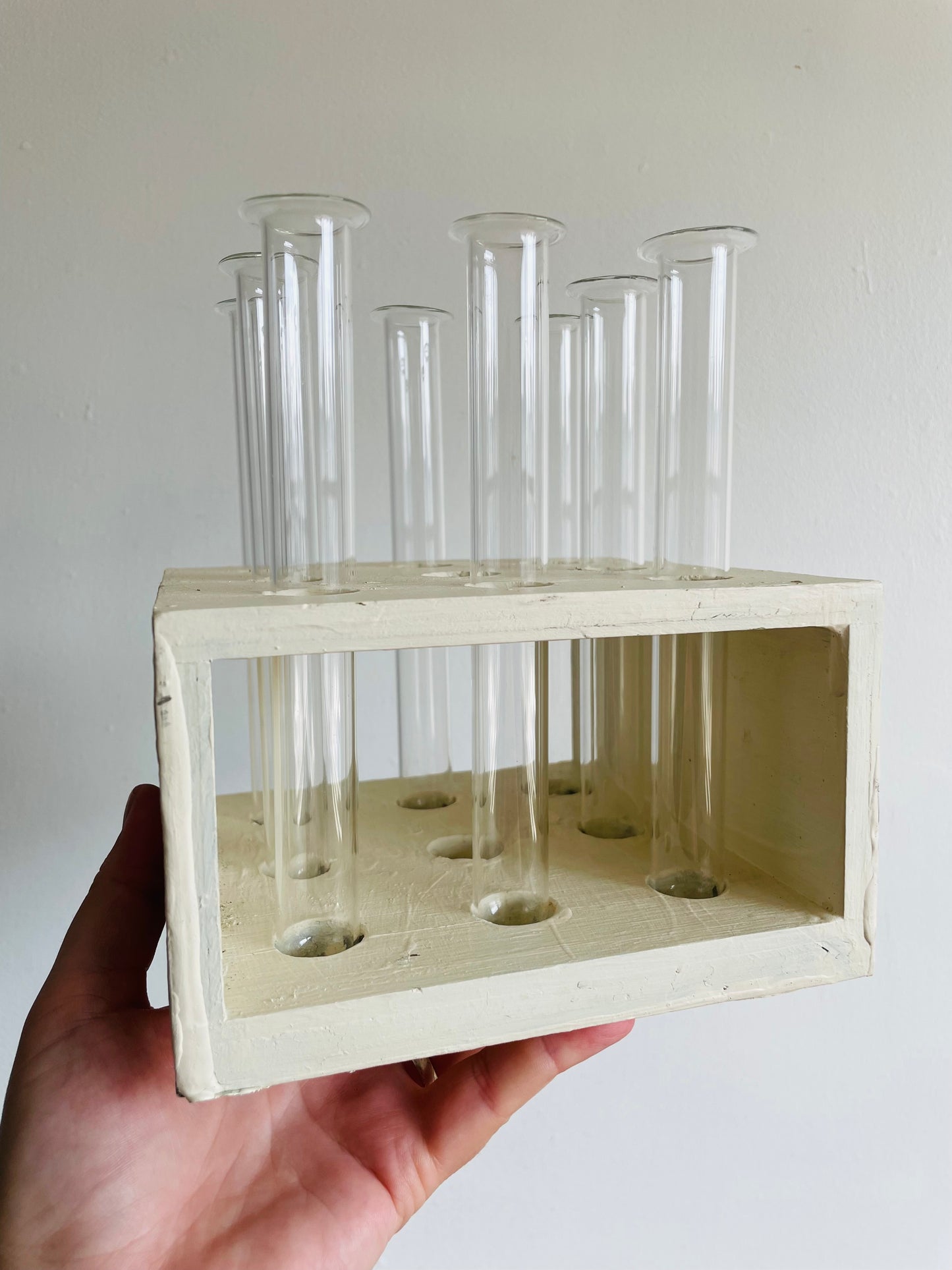 Handmade Wood Propagation Station with 8 Glass Test Tube Inserts