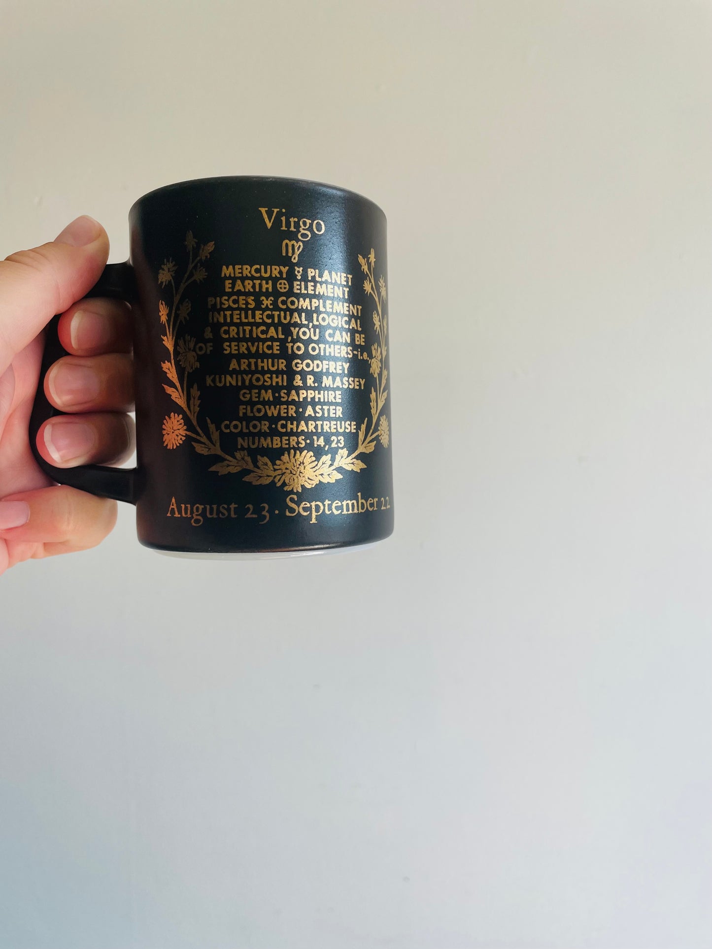 Federal Glass Virgo Zodiac Horoscope Sign Black & Gold Mug - August 23 to September 22 Birthdays