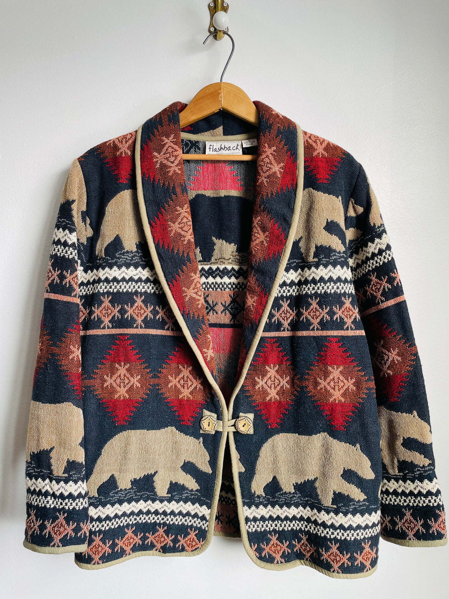 Flashback Tapestry Fabric Jacket with Grizzly Bear Design - 100% Cotton - Made in India
