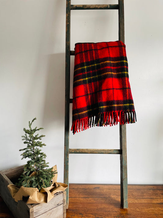 Vintage Rustic Green 5 Feet Tall Wood Barn Ladder - Originally Came from a Farm - Blanket Ladder, Porch Decor, Etc.