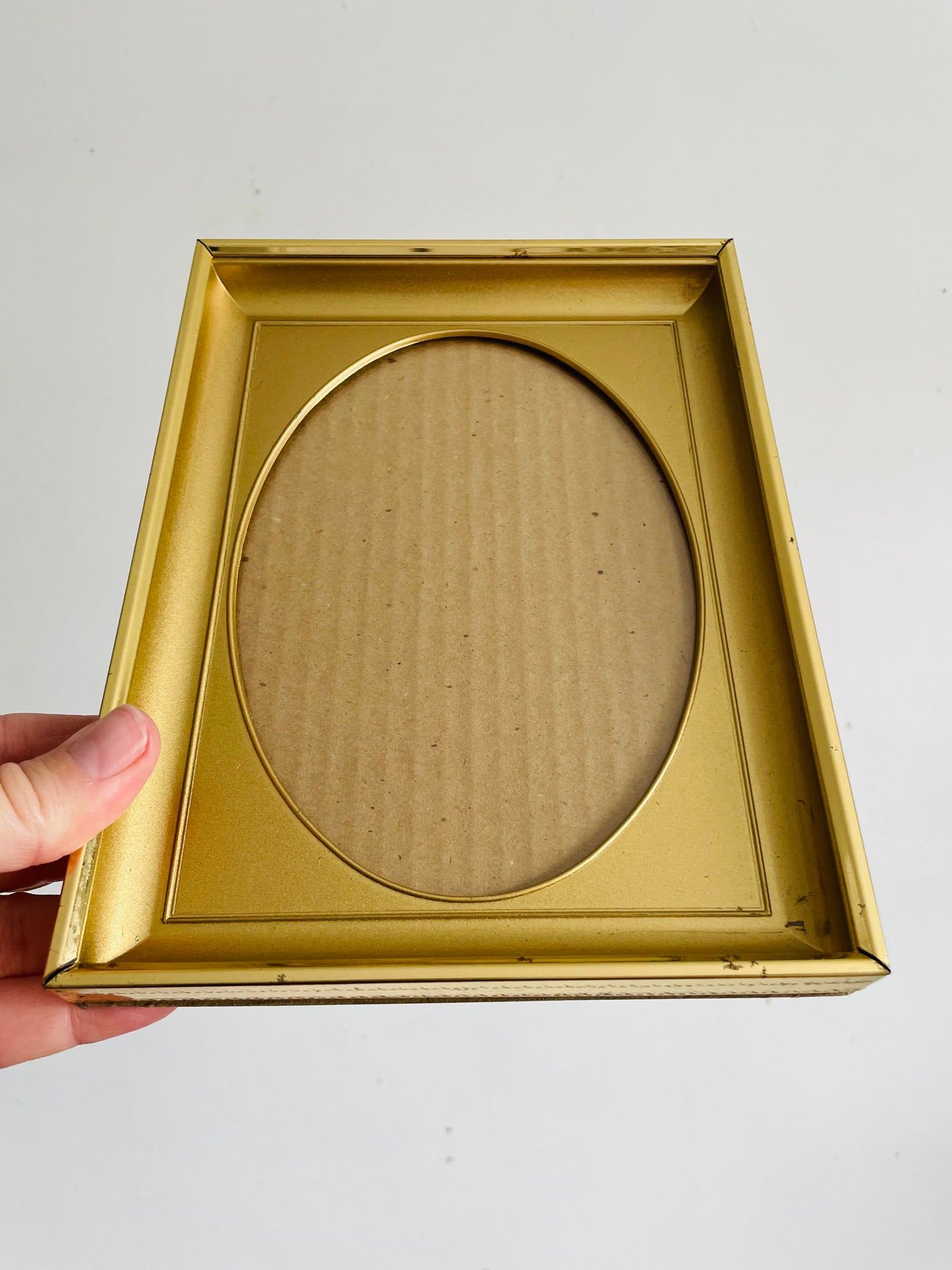 Vintage Collection of Brass & Gold Metal Picture Frames with Easel Backings - Set of 4
