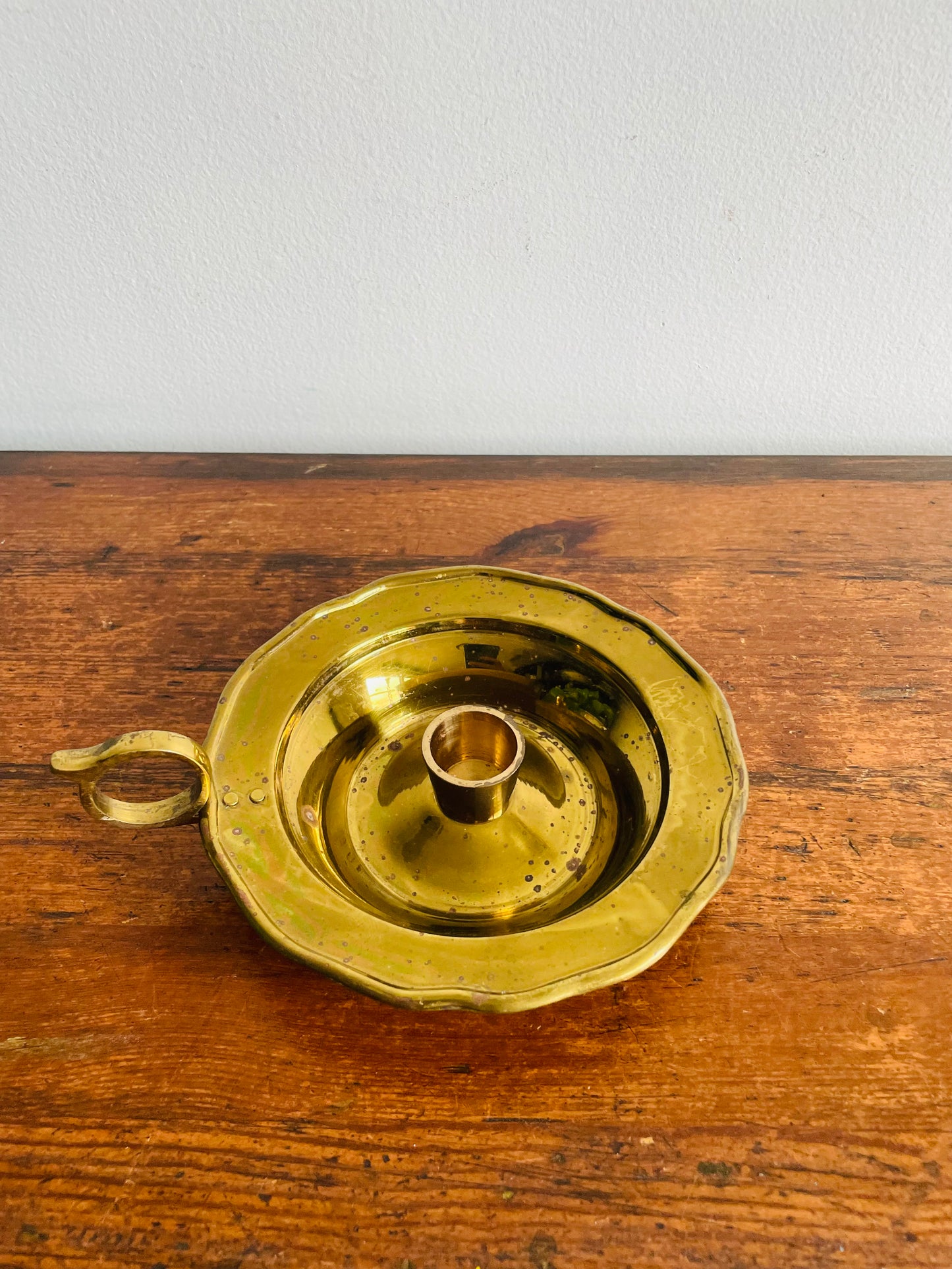 Brass Chamberstick Candle Holder with Dish - Made in India