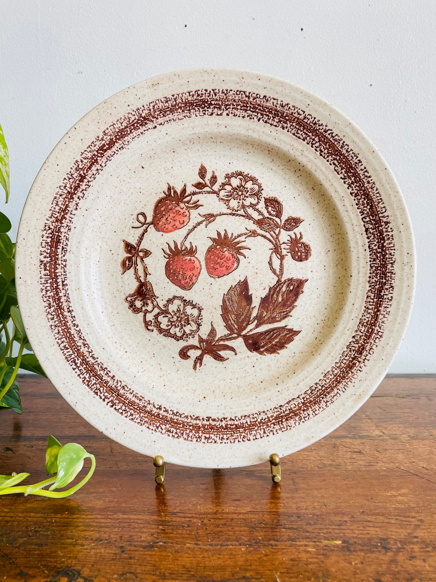 Vintage Wild Strawberry Pattern 9.75" Dinner Plate - Homespun Churchill Stonecast Range England Hand Painted
