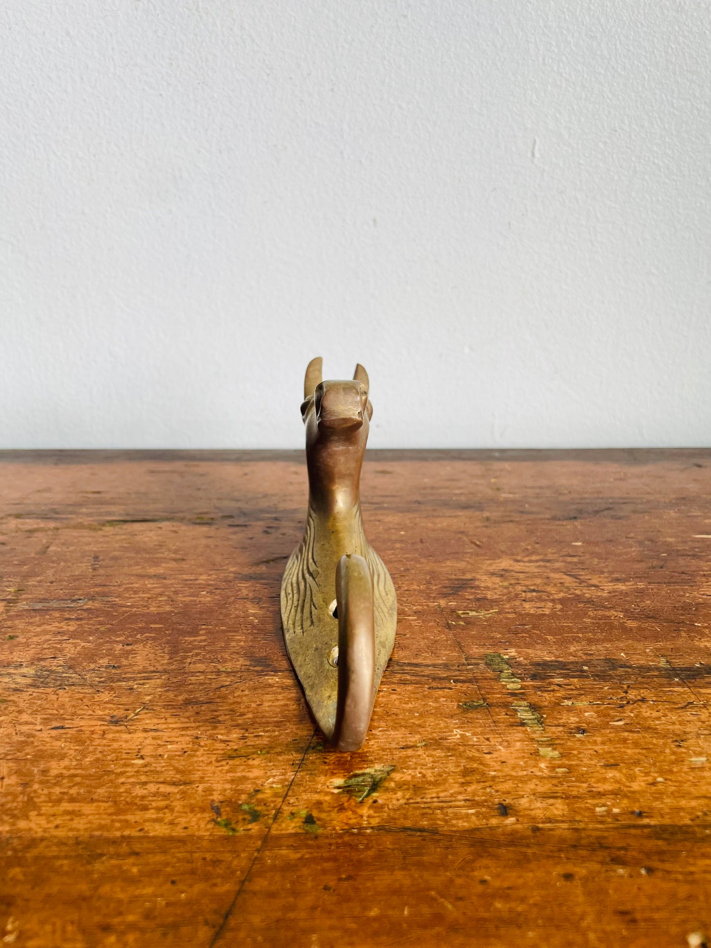 Vintage Solid Brass Horse Head Wall Hanging Hook - Made in India