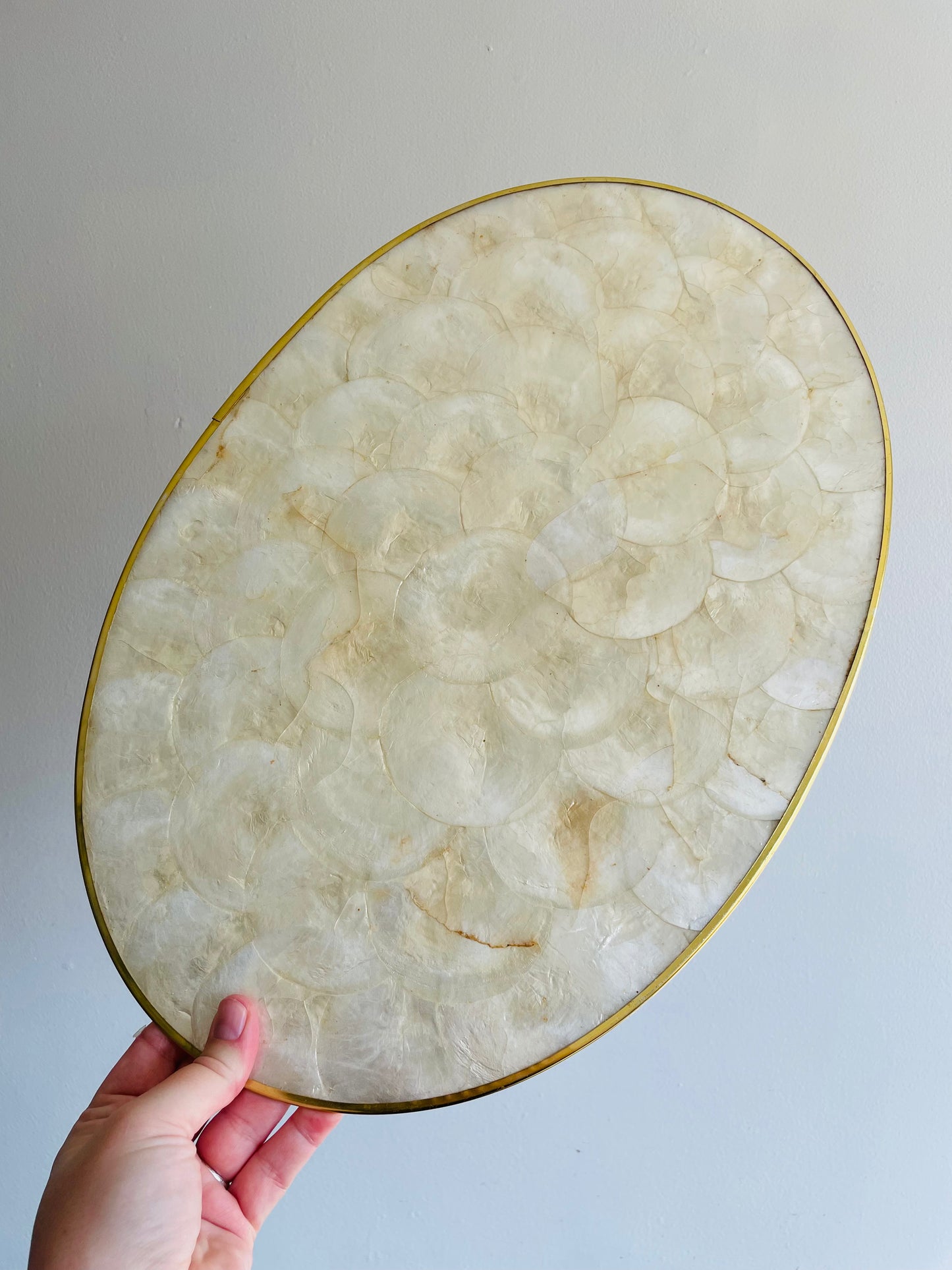 Full Size Genuine Capiz Shell Oval Placemats with Cork Backing by Shel
