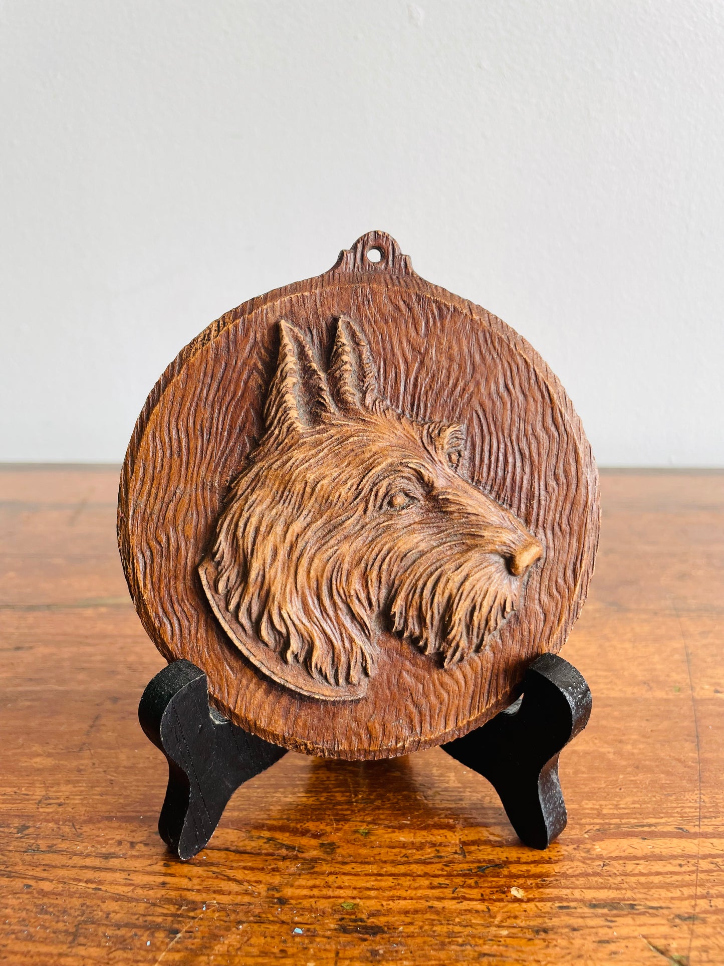 Carved Resin Wall Plaque Picture of Scruffy Terrier Dog